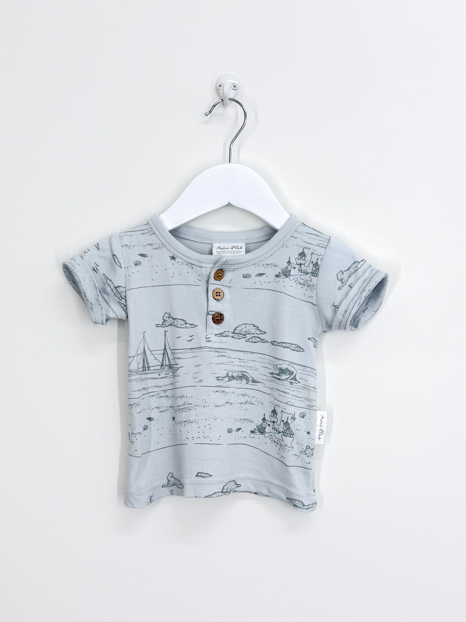 Aster & Oak organic shoreline henley tee (3-6m)