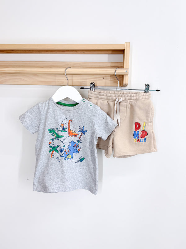 Teeny Weeny dino shorts & tee set (18-24m)