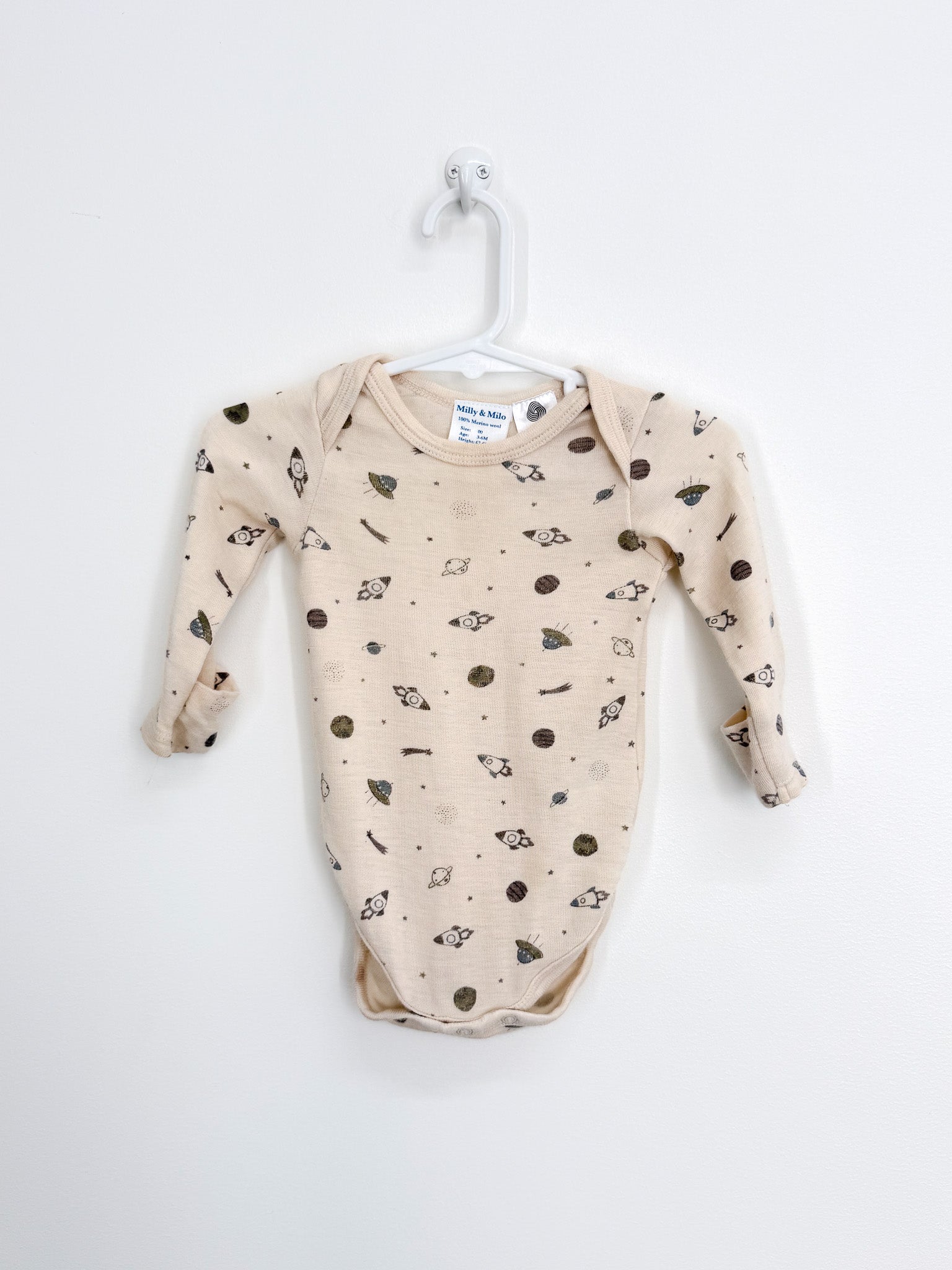 Milly & Milo merino bodysuit (3-6m) - SECONDS
