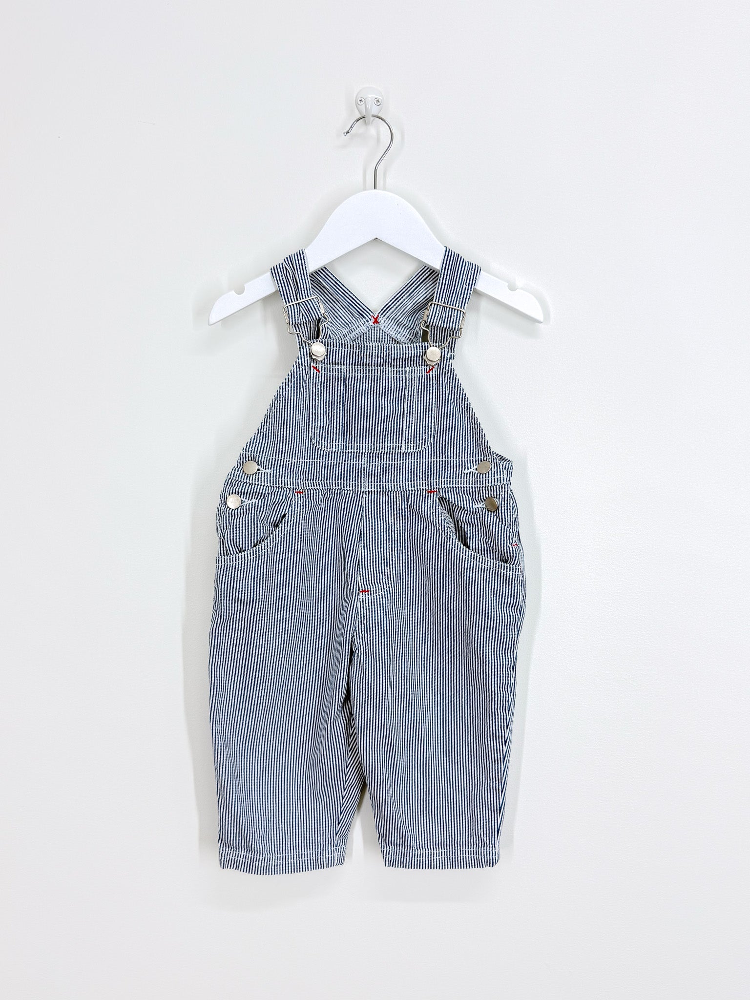 Prenatal hickory stripe denim overalls (6-9m)
