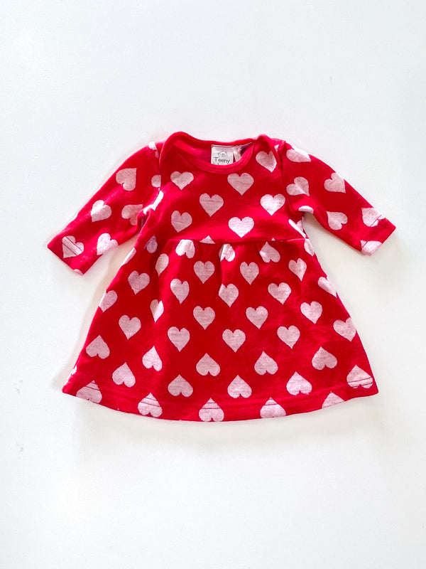 Teeny Weeny merino hearts dress (0-3m)
