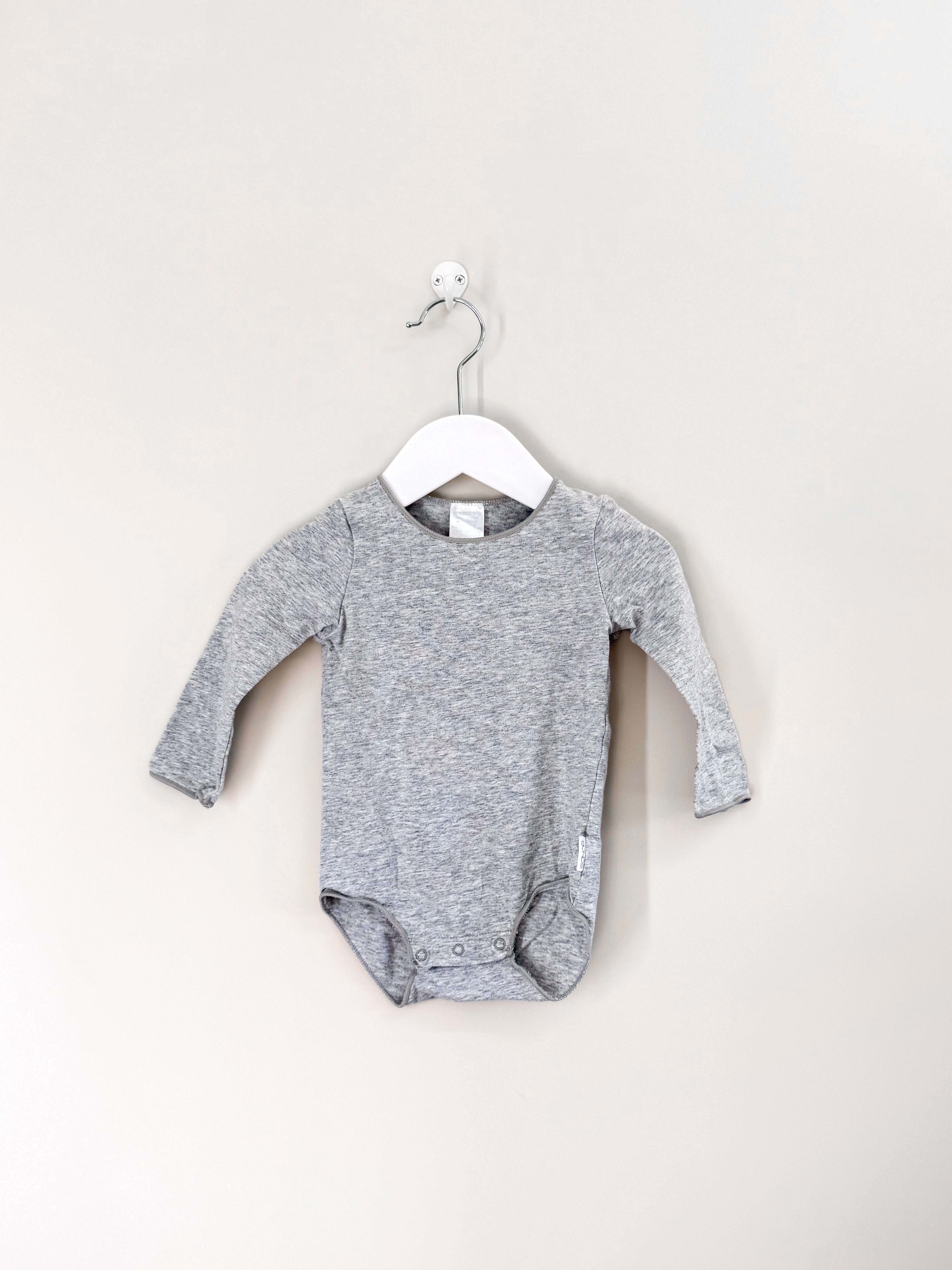 Bonds long sleeve bodysuit - grey (6-12m)