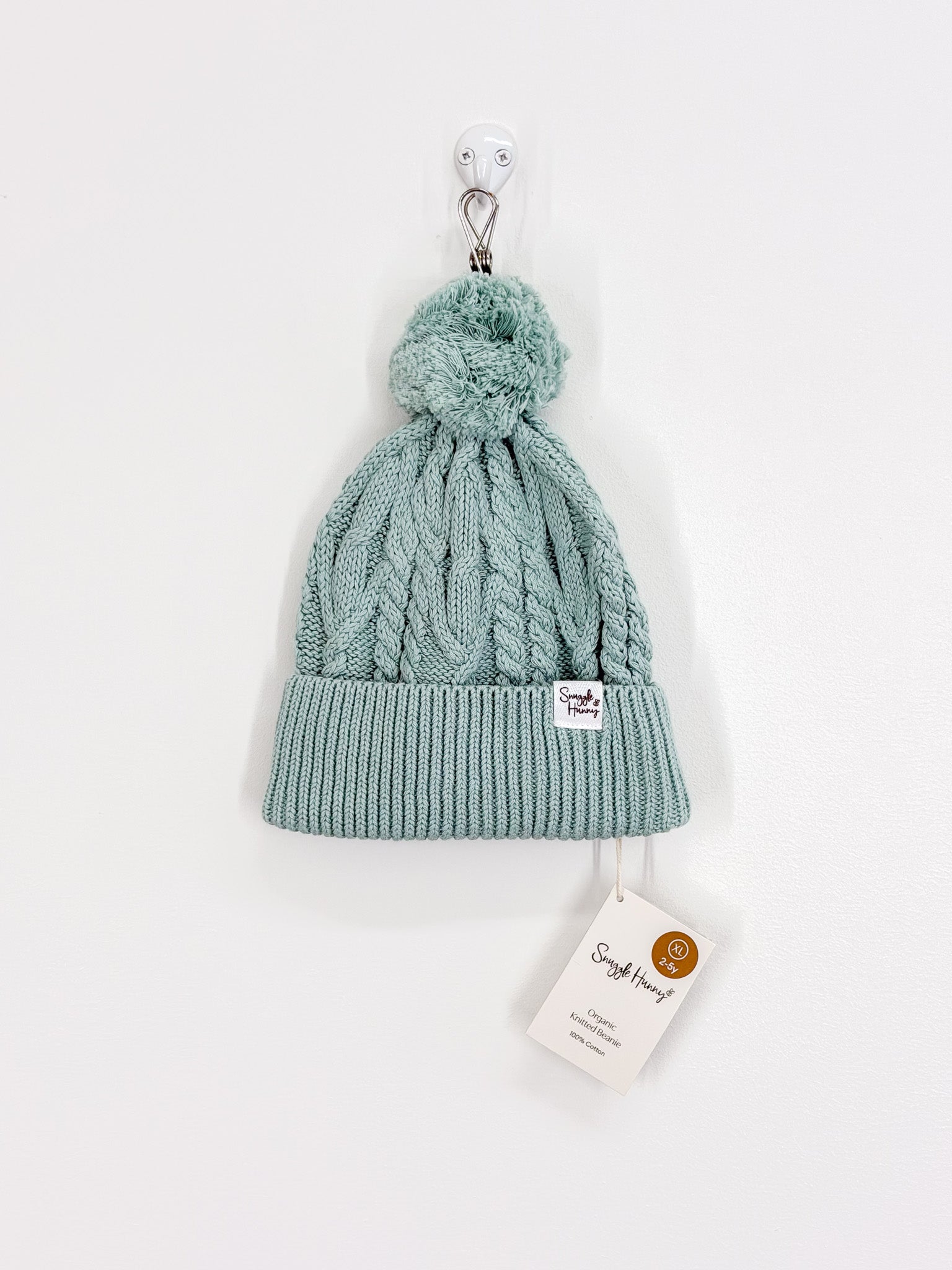 BNWT Snuggle Hunny organic knit beanie - sage (2-5y)