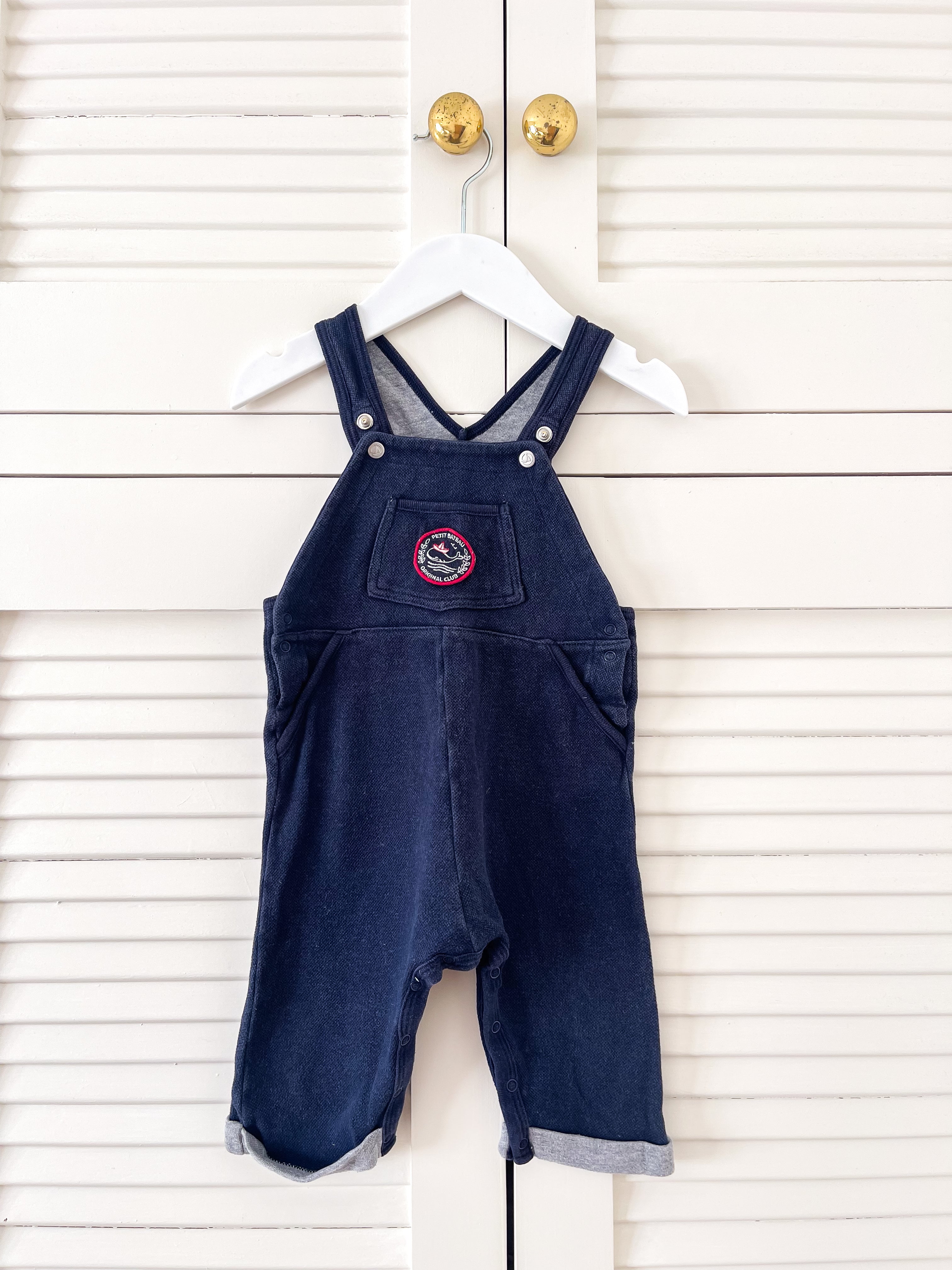 Petit Bateau cotton canvas overalls (12m)