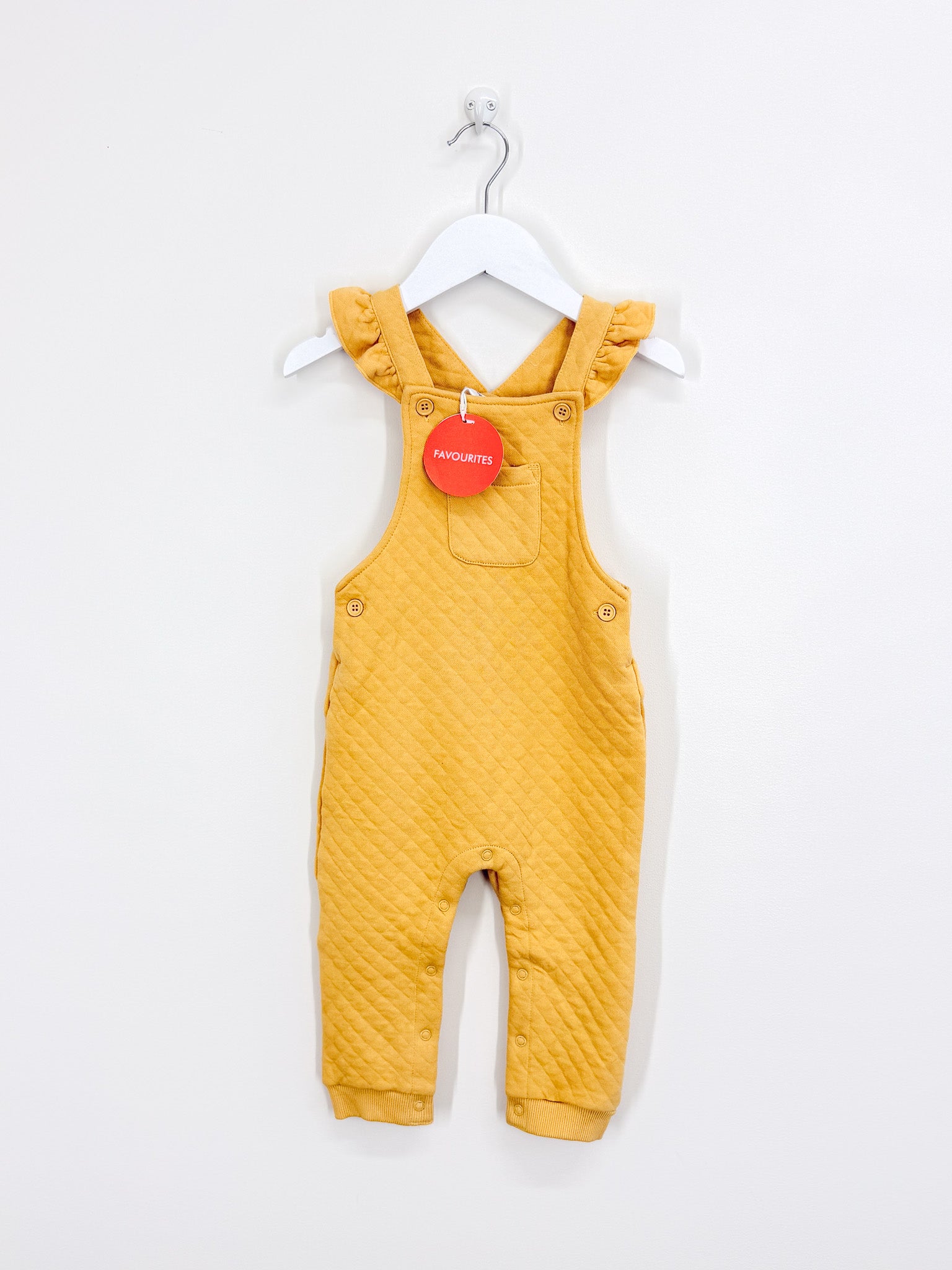 BNWT Teeny Weeny honey quilted overalls (12-18m)