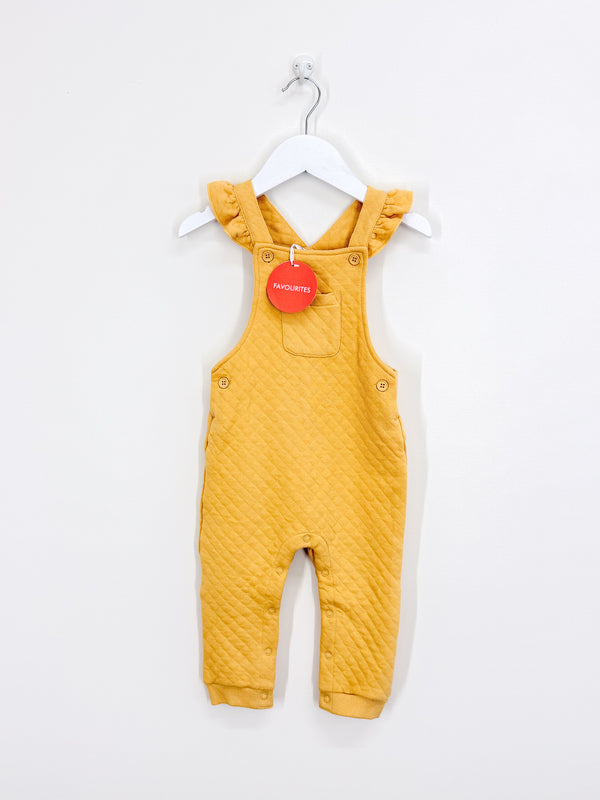 BNWT Teeny Weeny honey quilted overalls (12-18m)