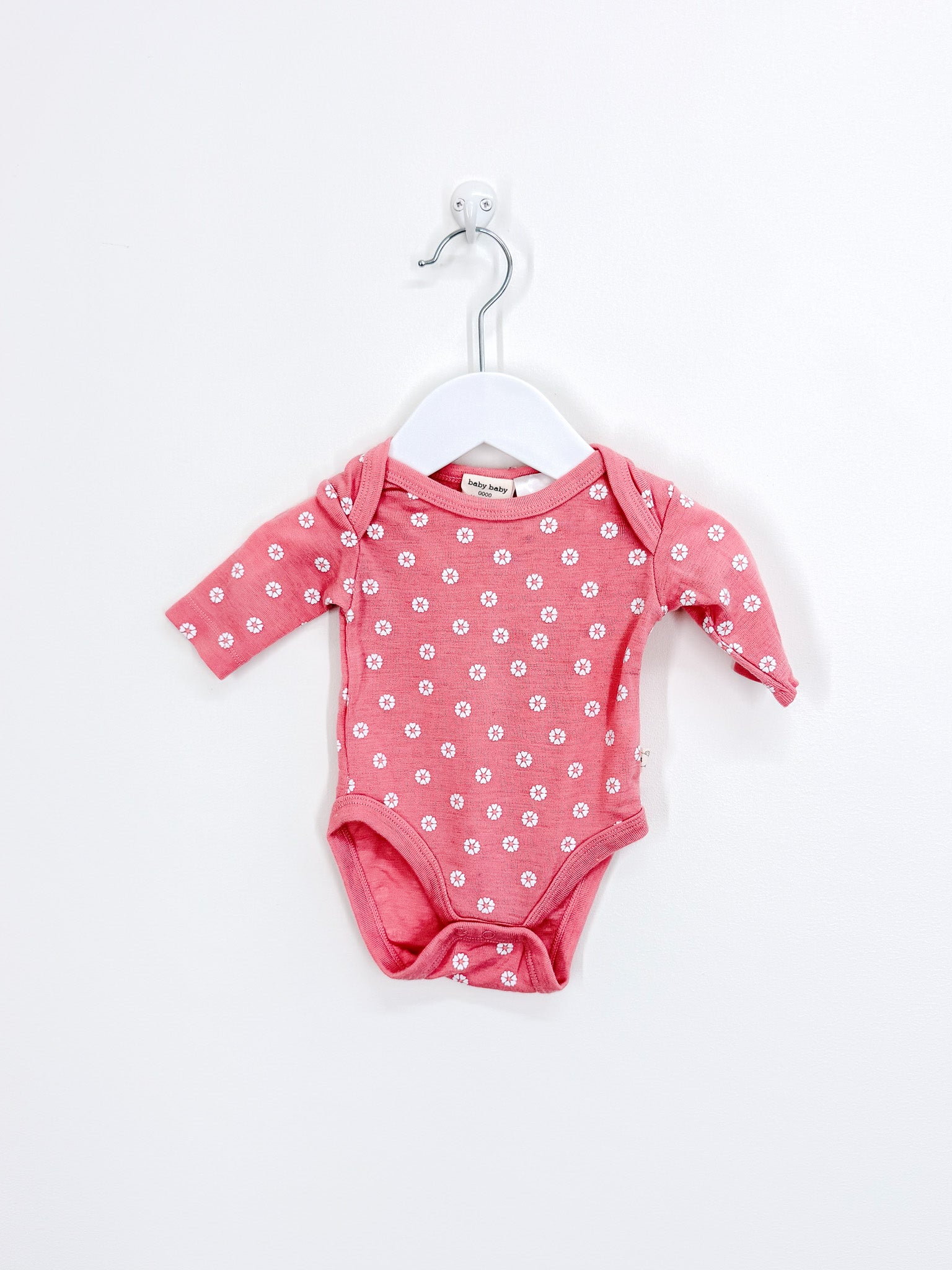 Baby Baby merino bodysuit - daisy pink (newborn)