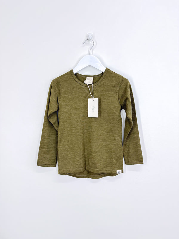 BNWT Nature Baby merino long sleeve tee - herb (5y)