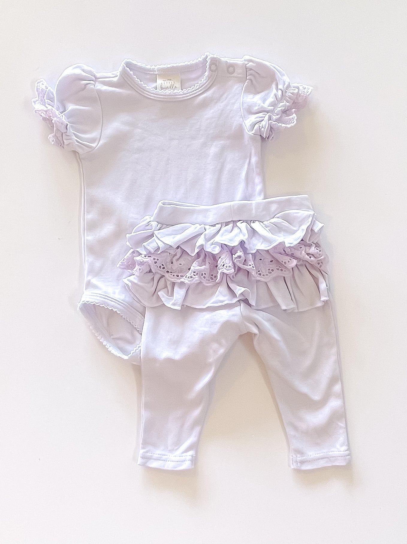 Little Bundle lilac frill set (0-3m)