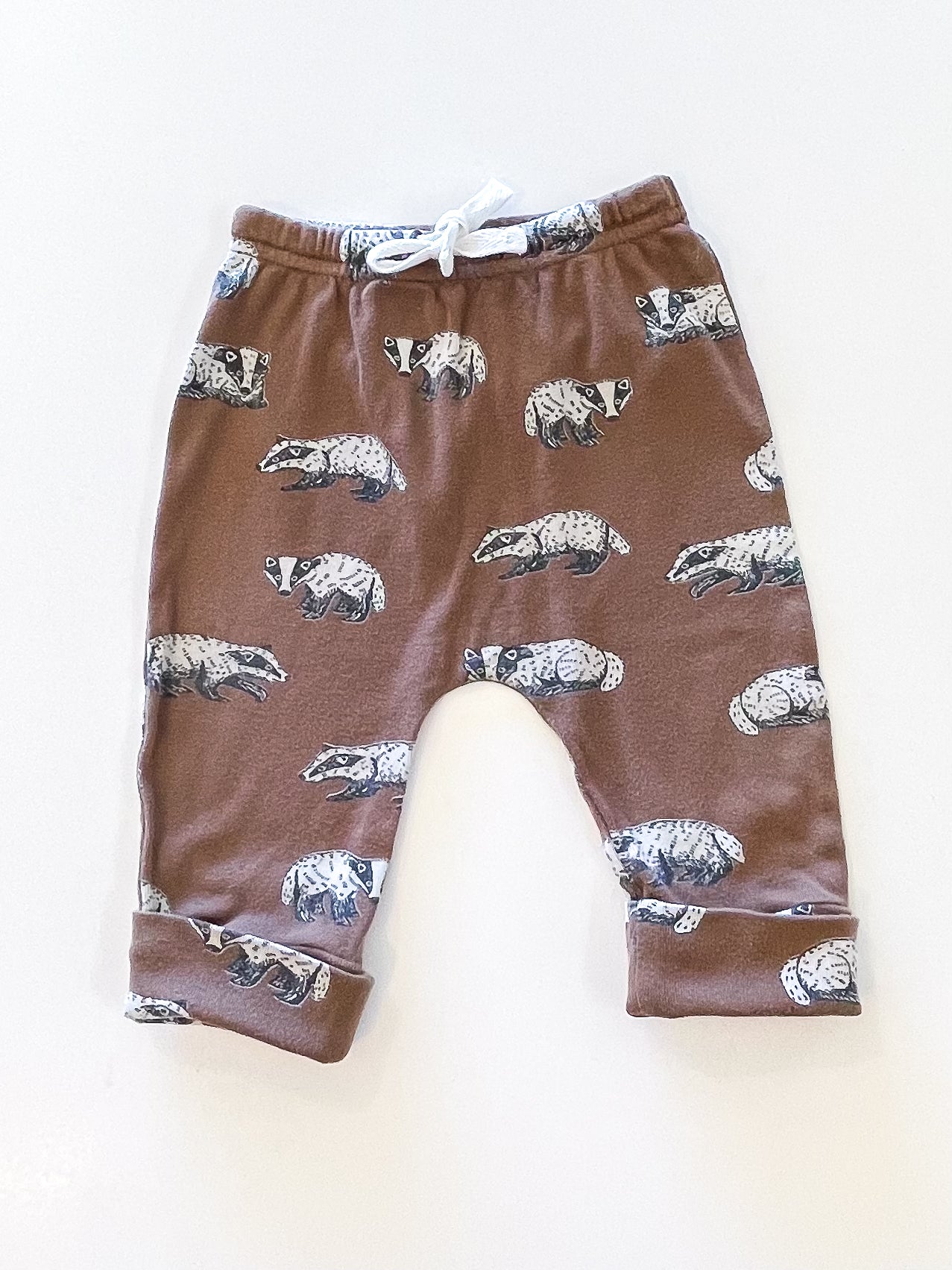 Nature Baby organic drawstring pants - badger (3-6m)