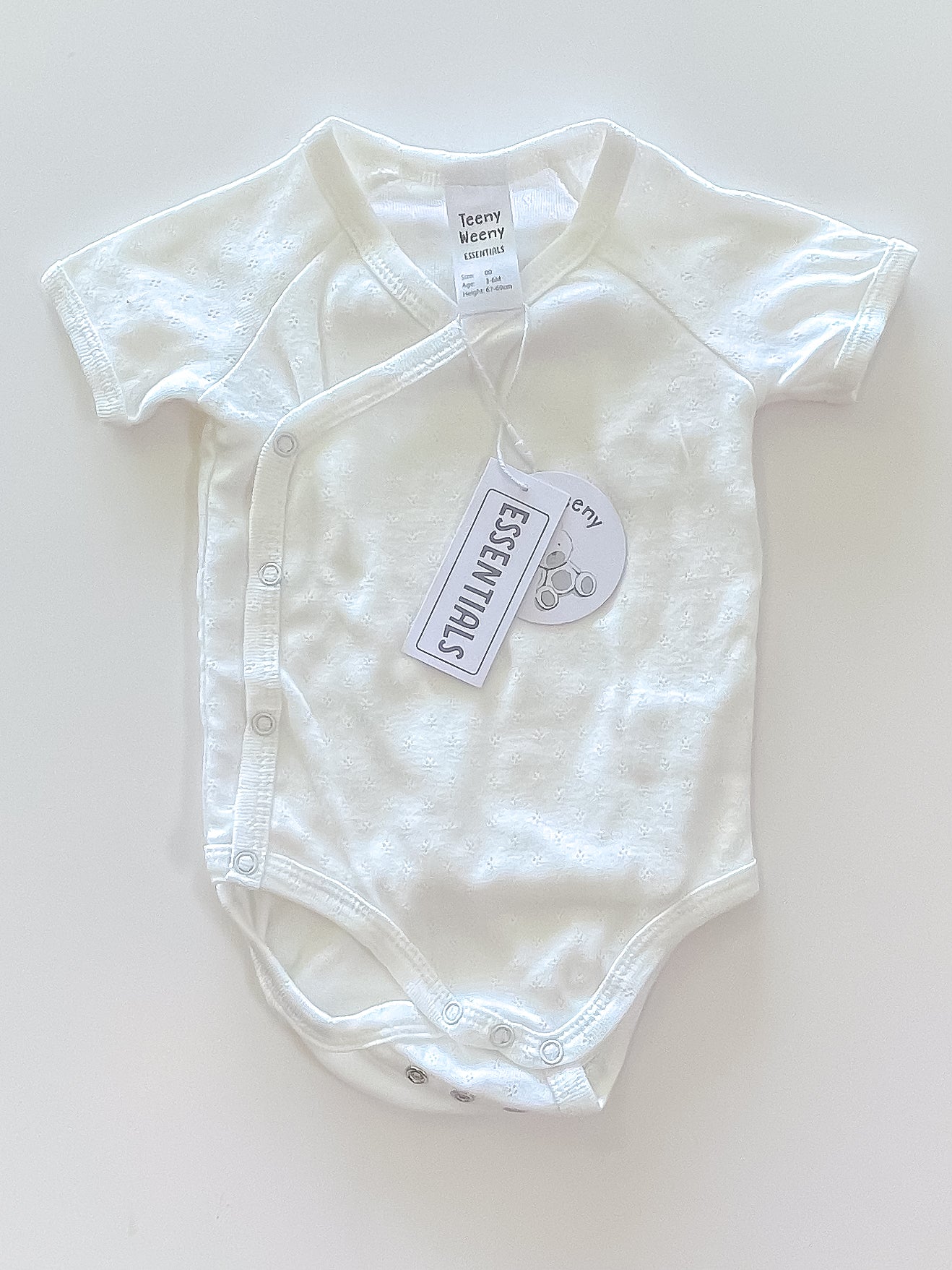 BNWT Teeny Weeny pointelle kimono bodysuit (3-6m)