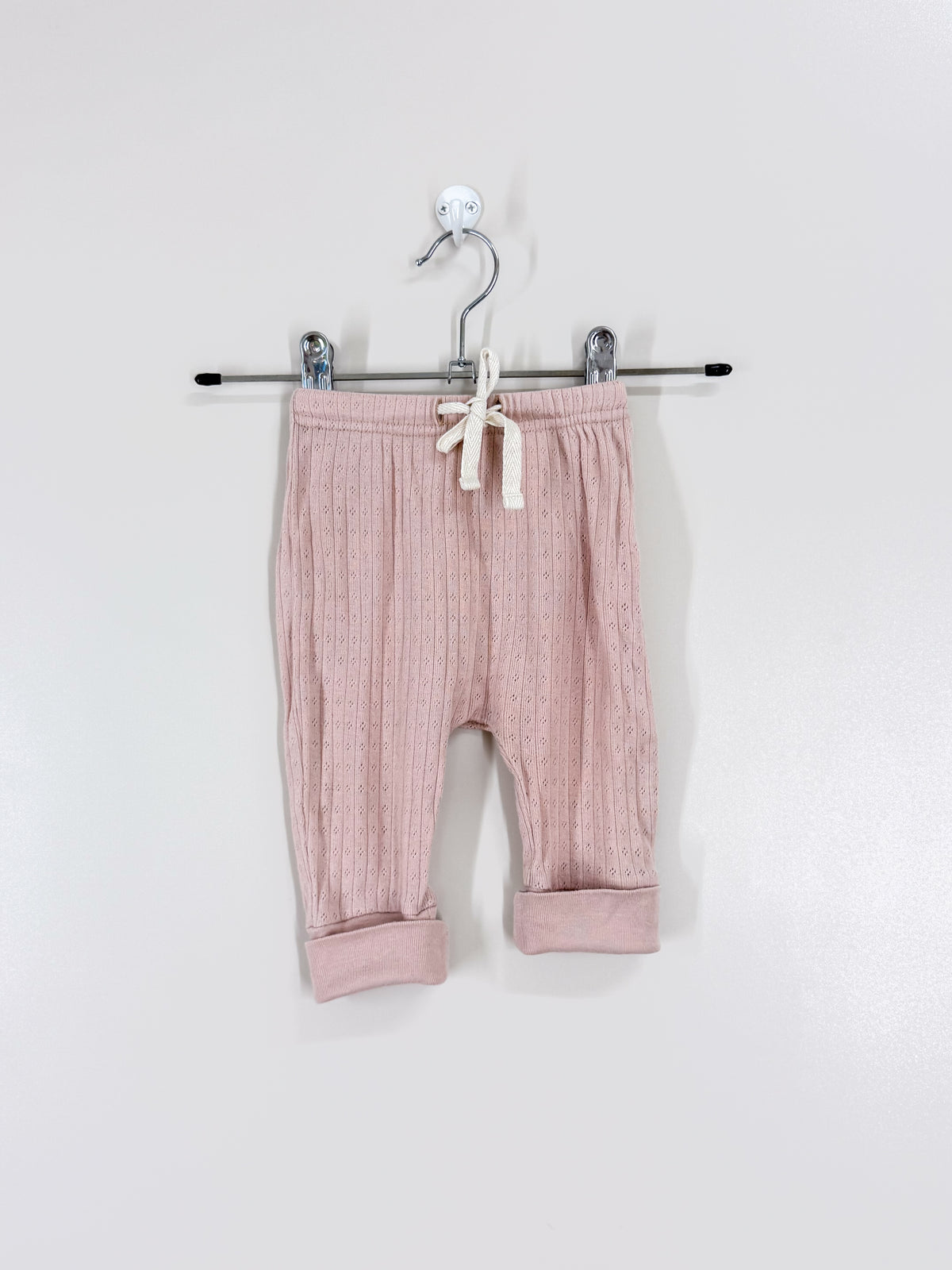 Nature Baby organic pointelle drawstring pants (0-3m)