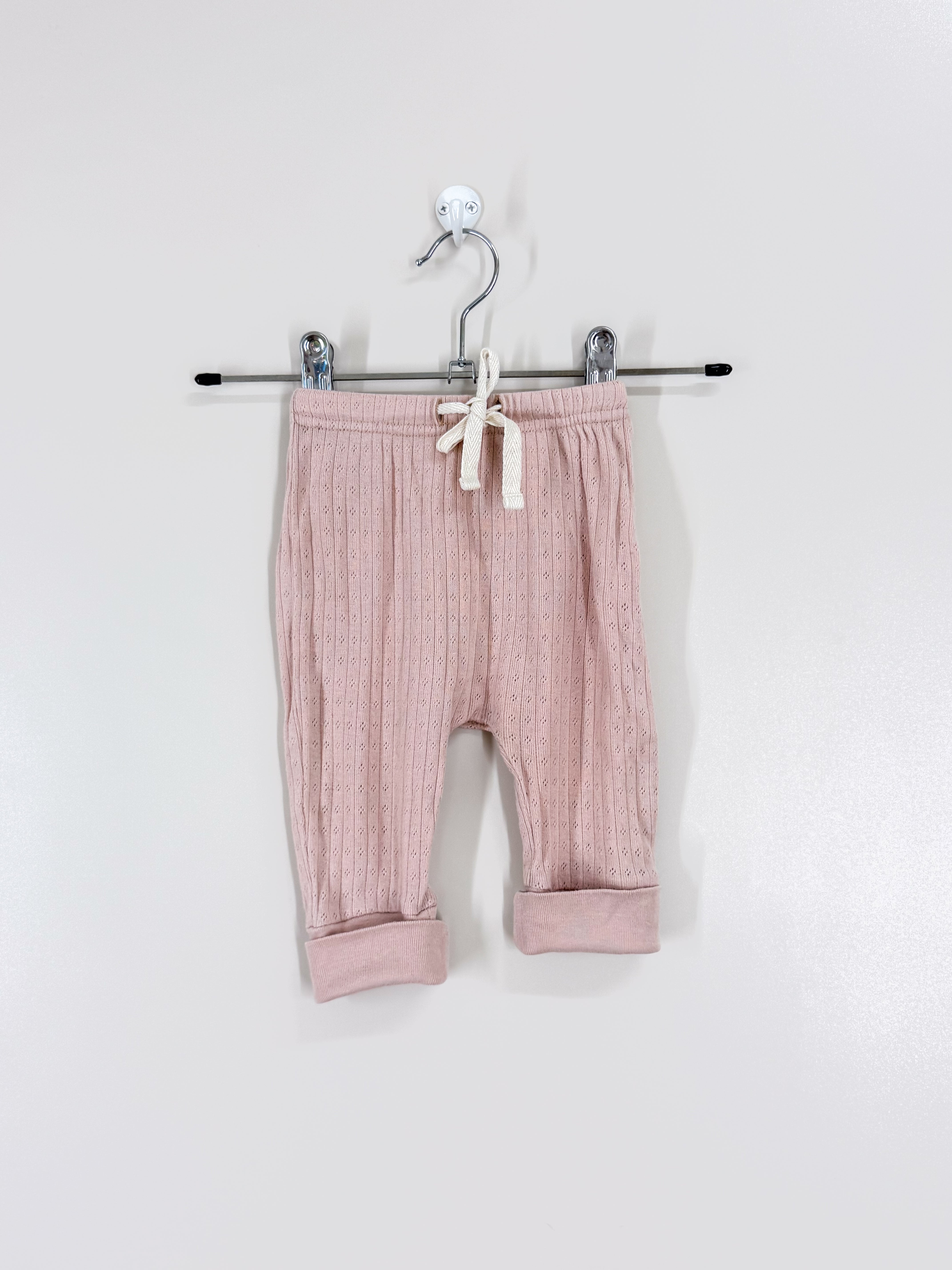 Nature Baby organic pointelle drawstring pants (0-3m)