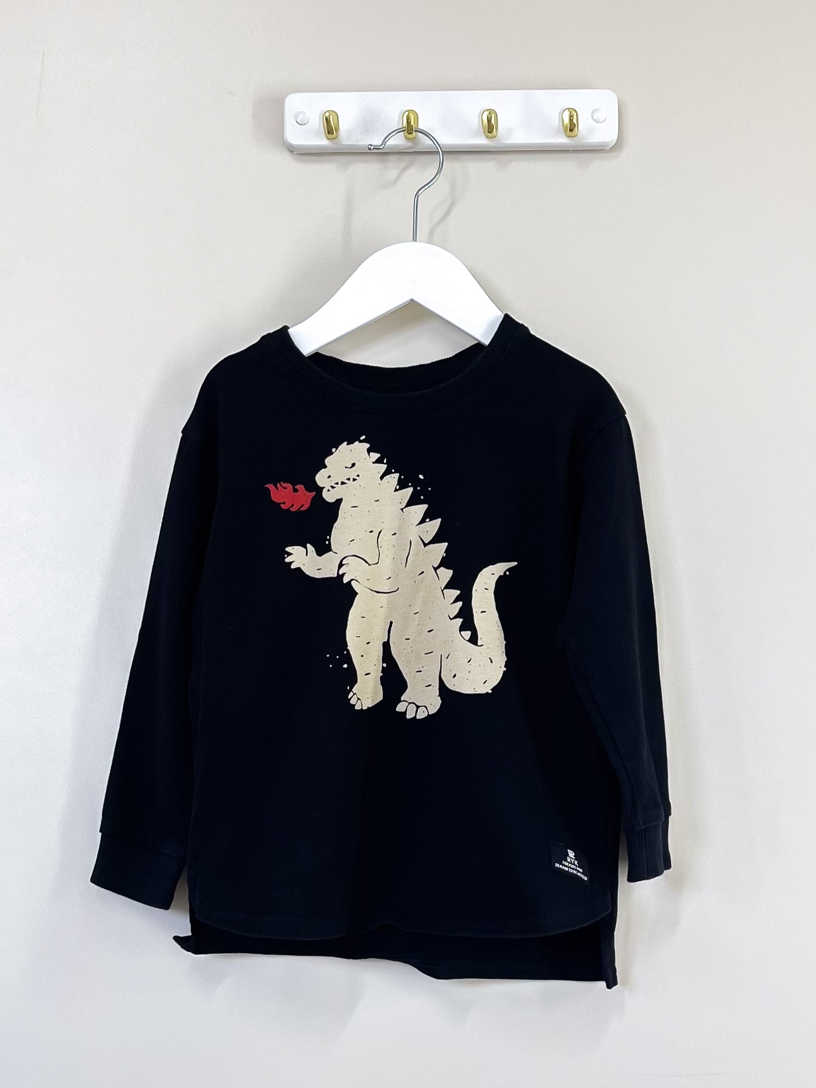 Rock Your Kid godzilla fire long sleeve tee (5y)