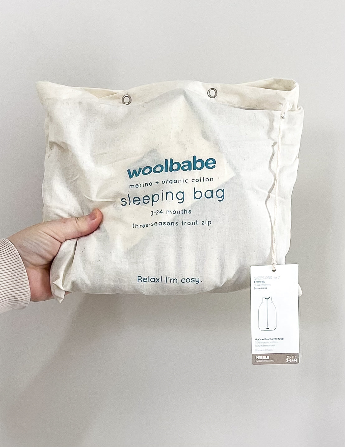 BNWT Woolbabe merino cotton 3 seasons sleeping bag (3-24m)