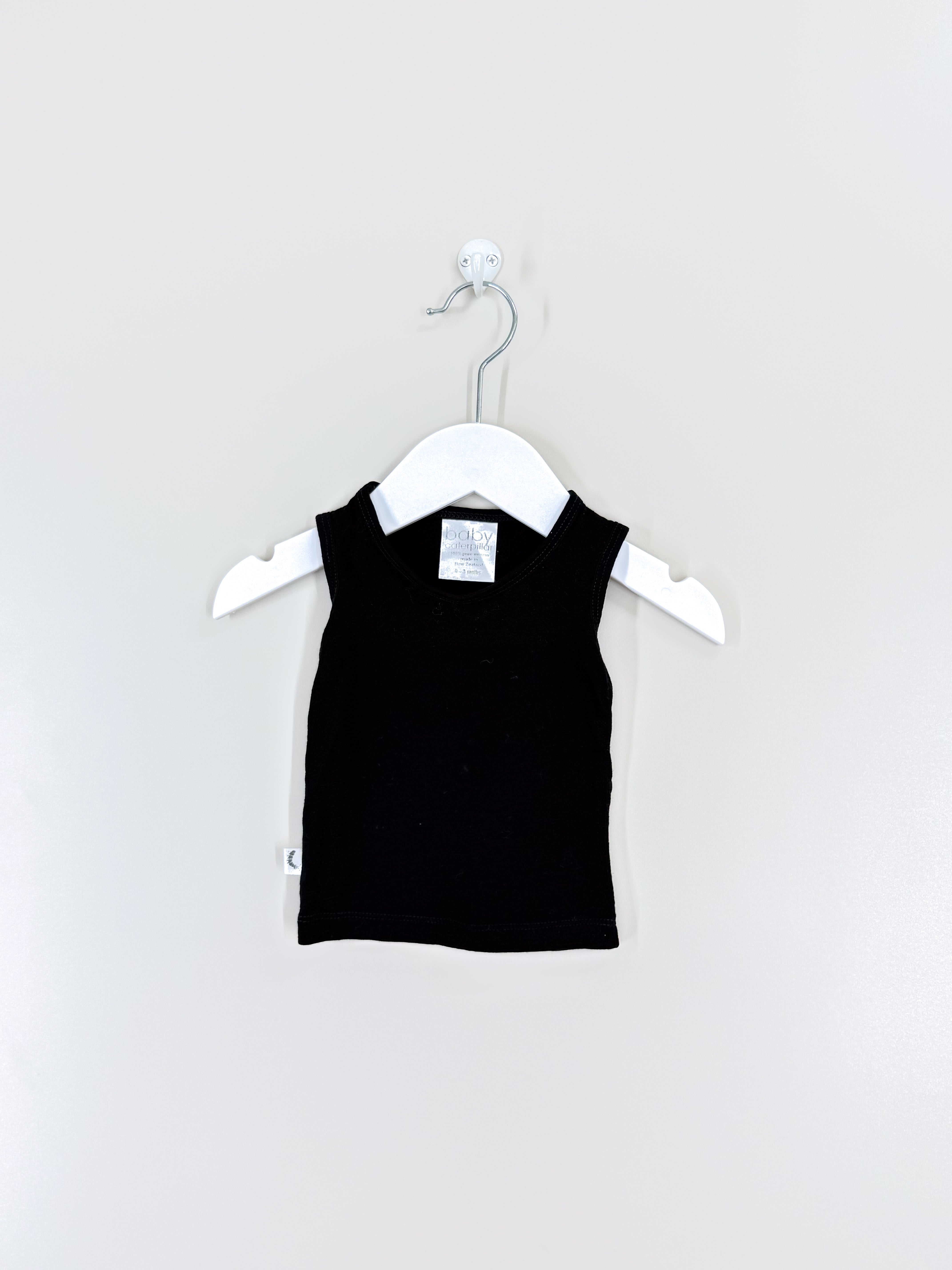 Baby Caterpillar merino singlet - black (0-3m)