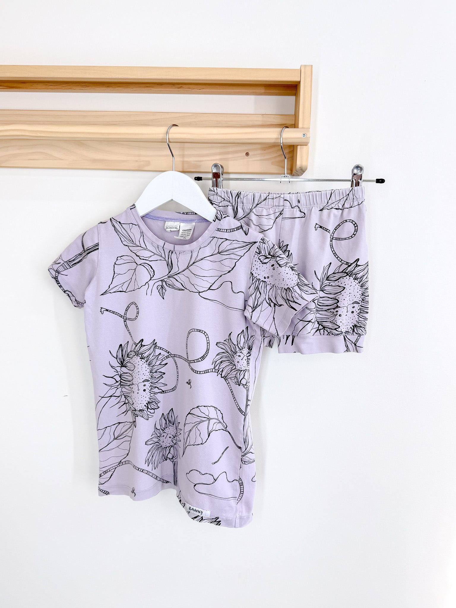 G Nancy organic shortie PJ set - lilac sunflower (5-7y)