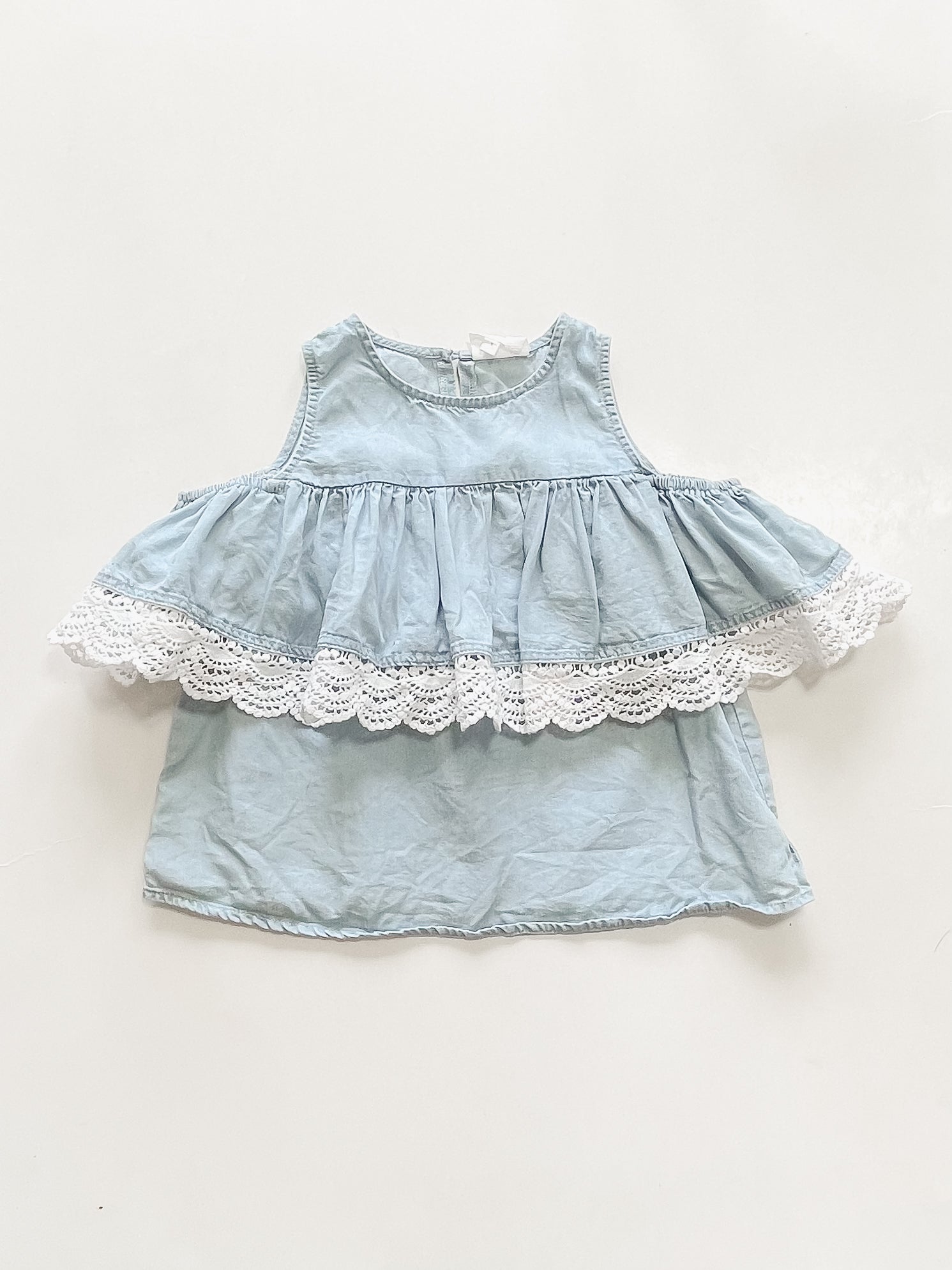 Seed lace edge chambray top (3y)