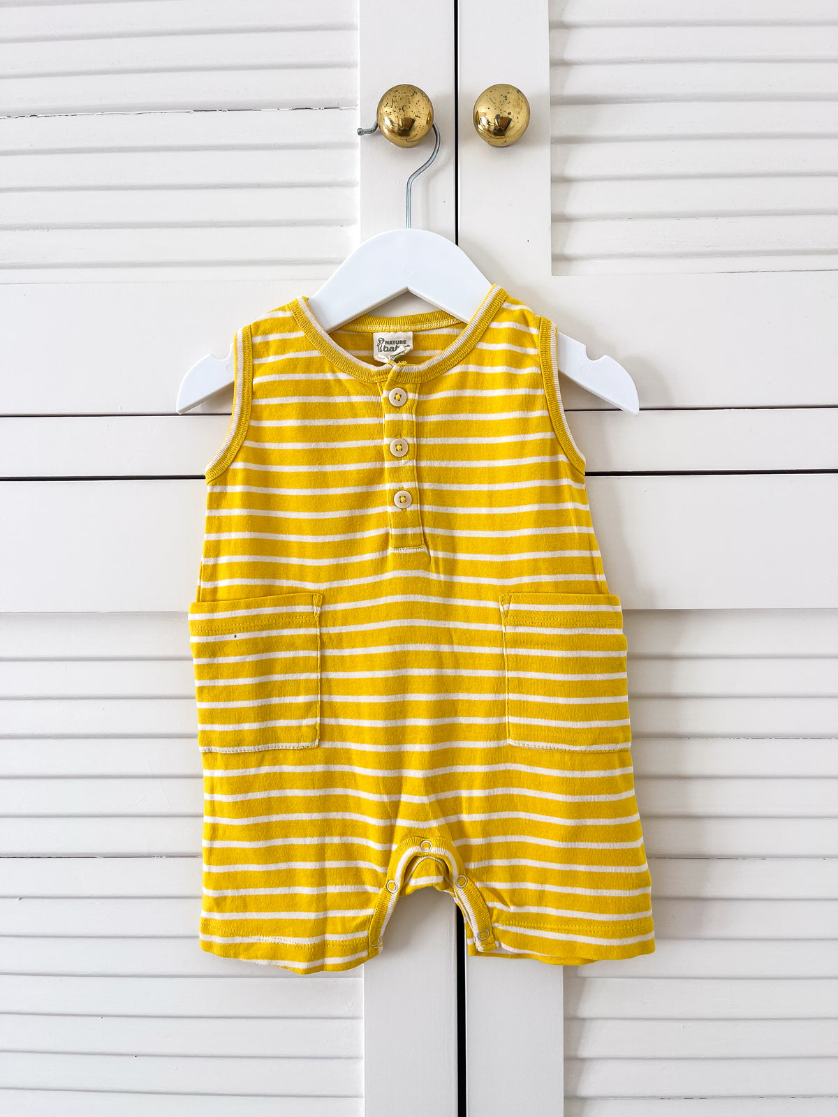 Nature Baby organic camper suit - yellow sailor stripe (3-6m)