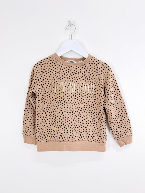Country Road heritage crew sweatshirt - taupe leopard (6y)