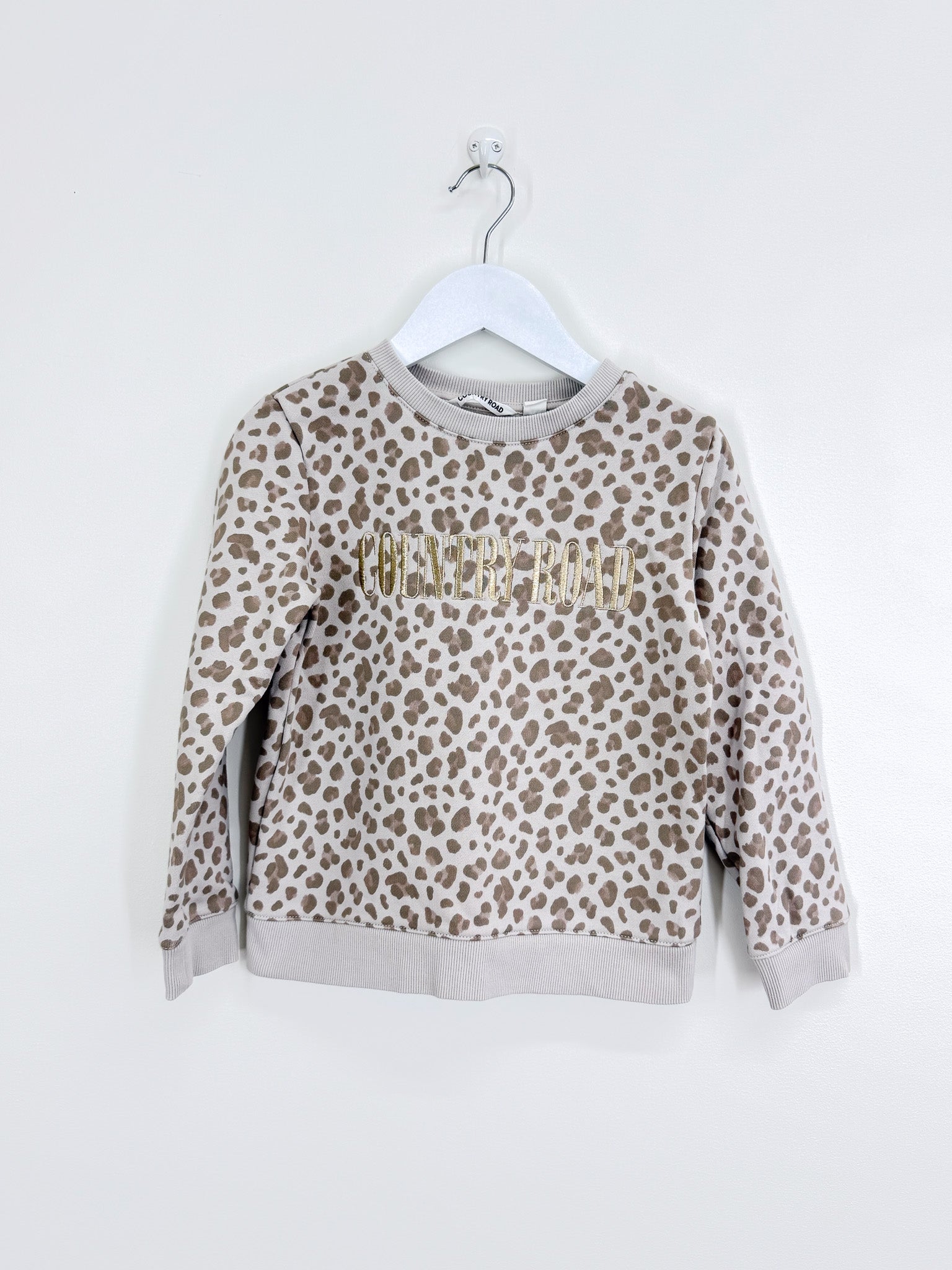 Country Road heritage crew sweatshirt - mushroom leopard (6y)