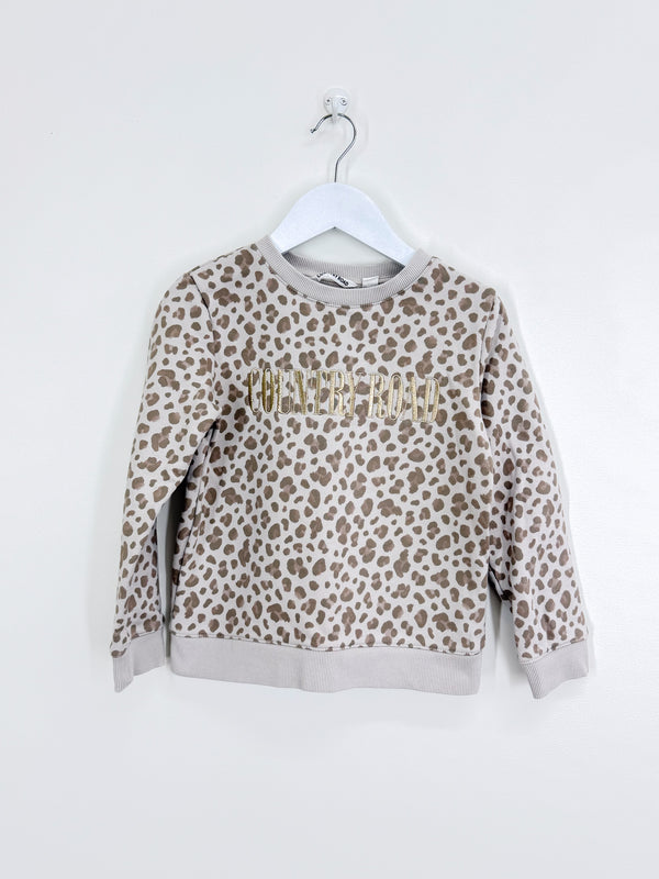 Country Road heritage crew sweatshirt - mushroom leopard (6y)