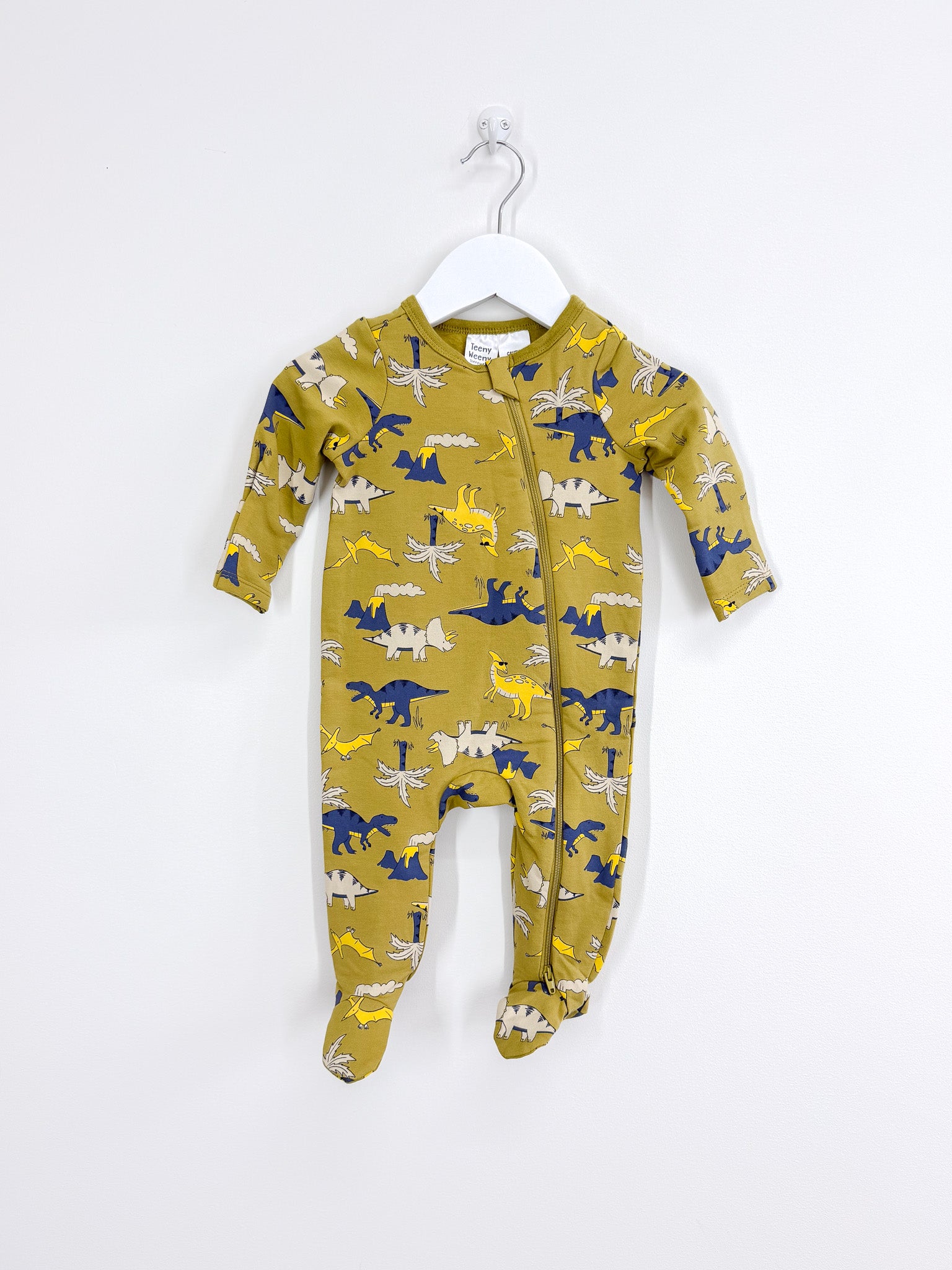 BNWOT Teeny Weeny fleece zipsuit - dinos (3-6m)