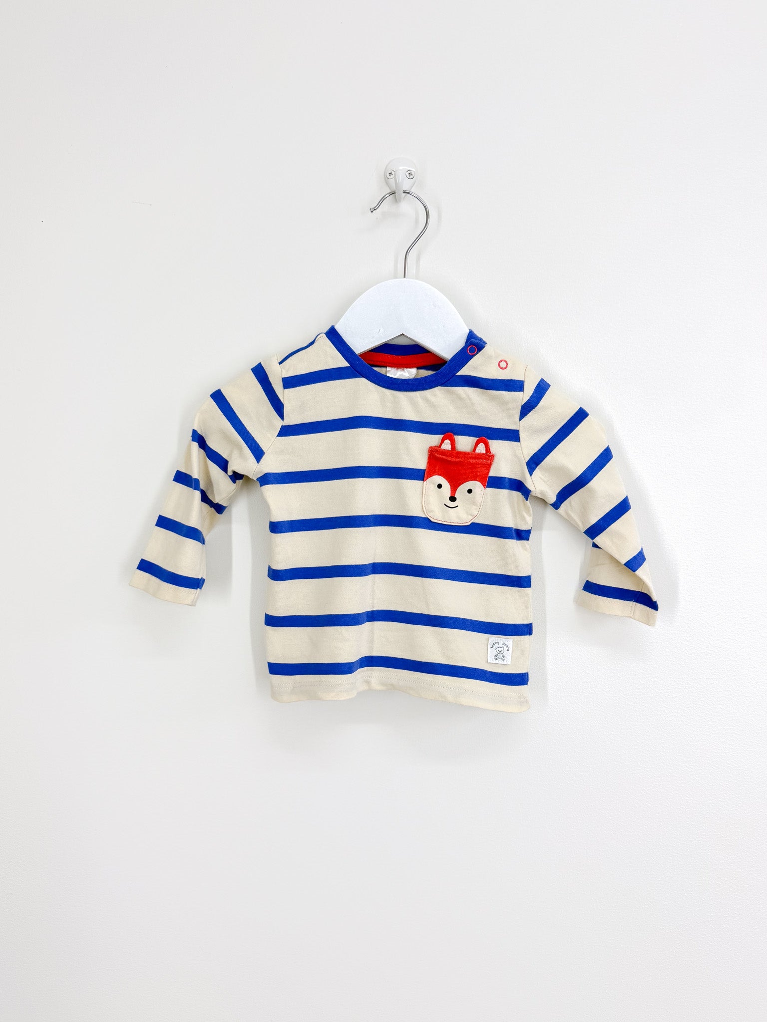 Teeny Weeny stripe fox pocket tee (3-6m)