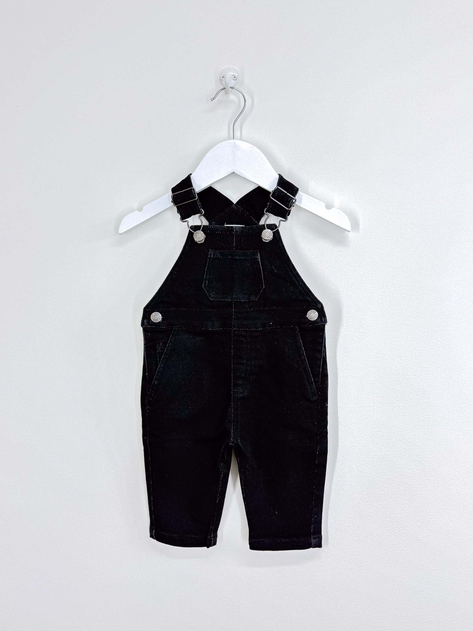 Teeny Weeny black wash denim overalls (3-6m)