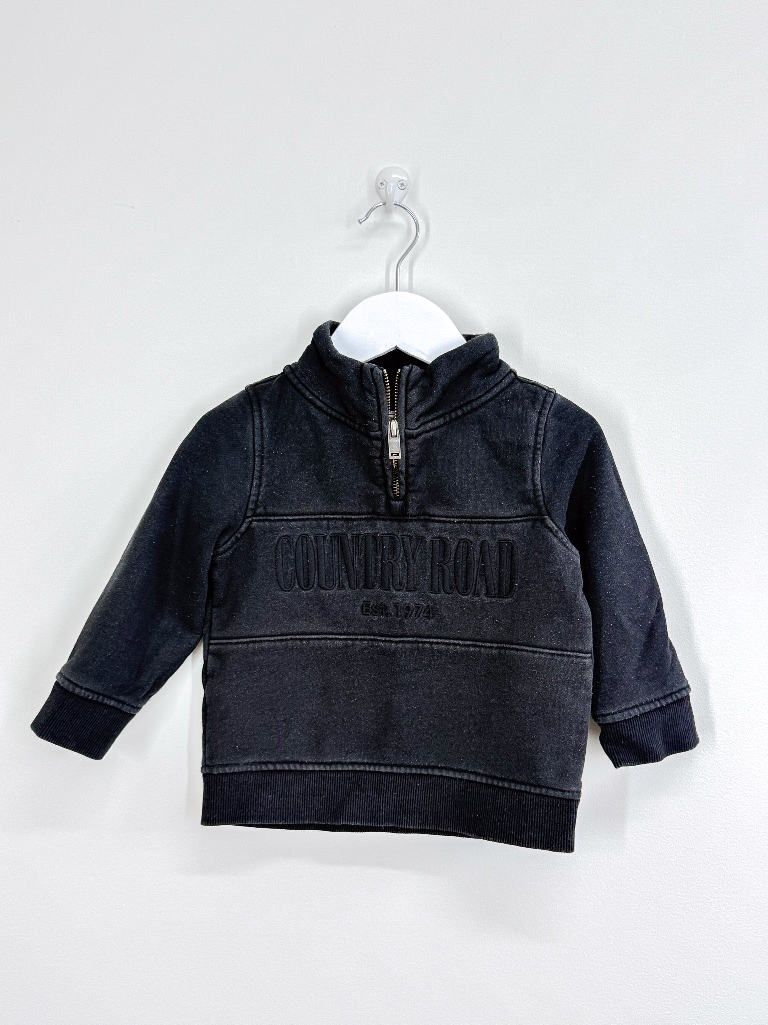 Country Road heritage 1/4 zip pullover - black (2y)