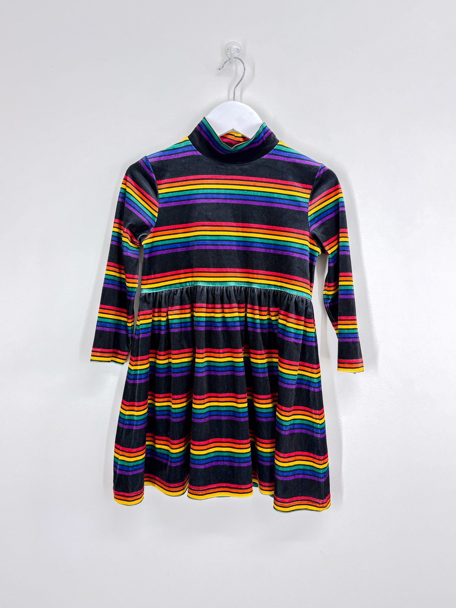 Dangerkids rainbow stripe velour dress (3y)