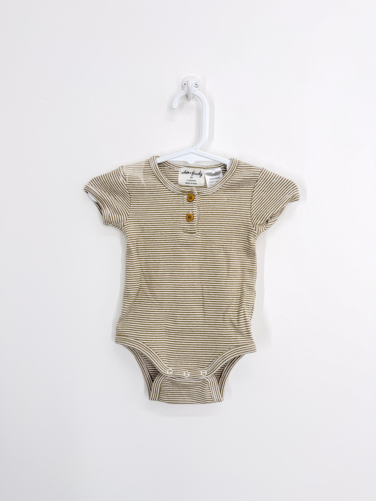 Wilson & Frenchy organic rib henley bodysuit (3-6m) - SECONDS