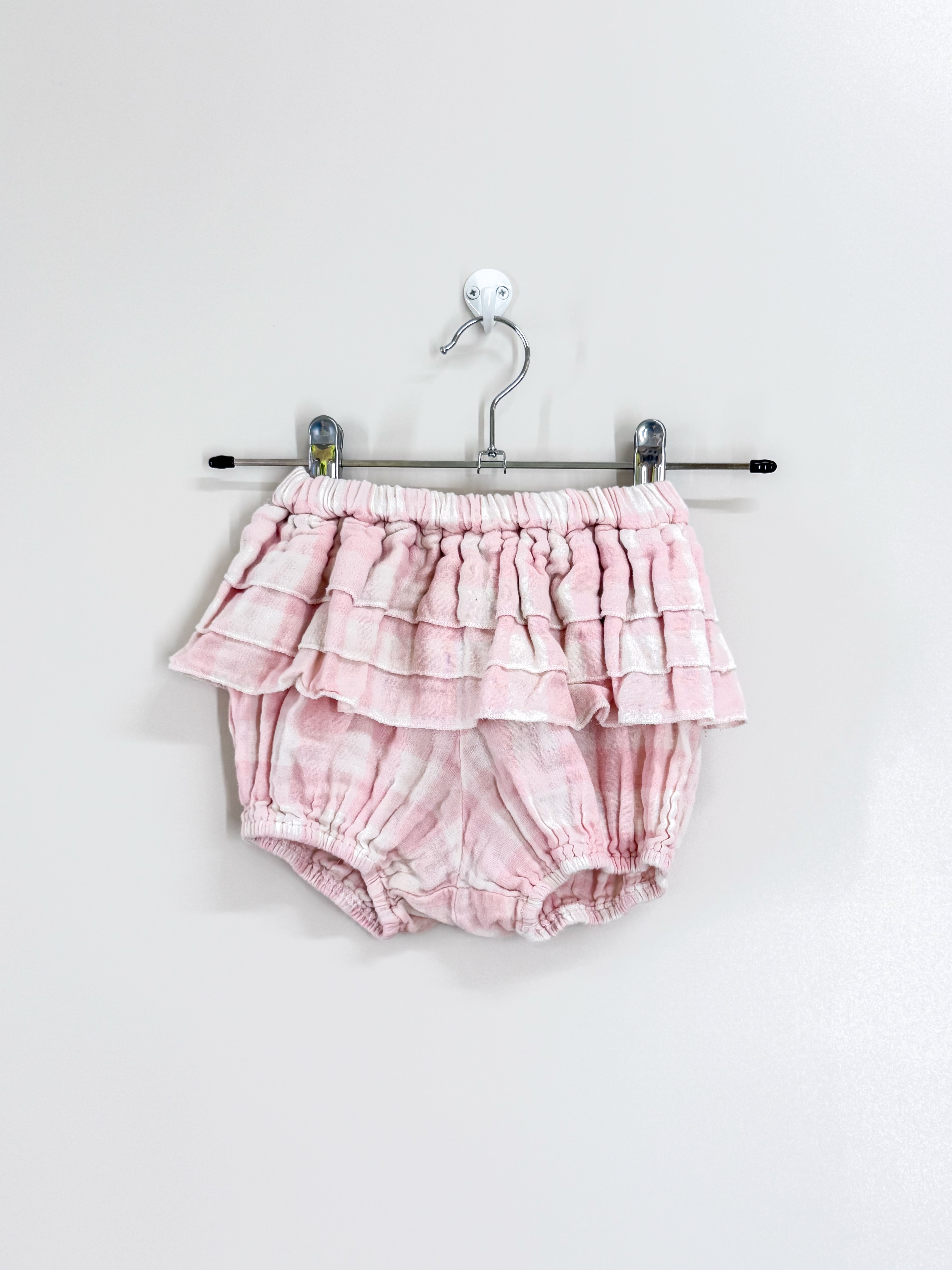Aster & Oak organic pink gingham muslin bloomers (3-6m)