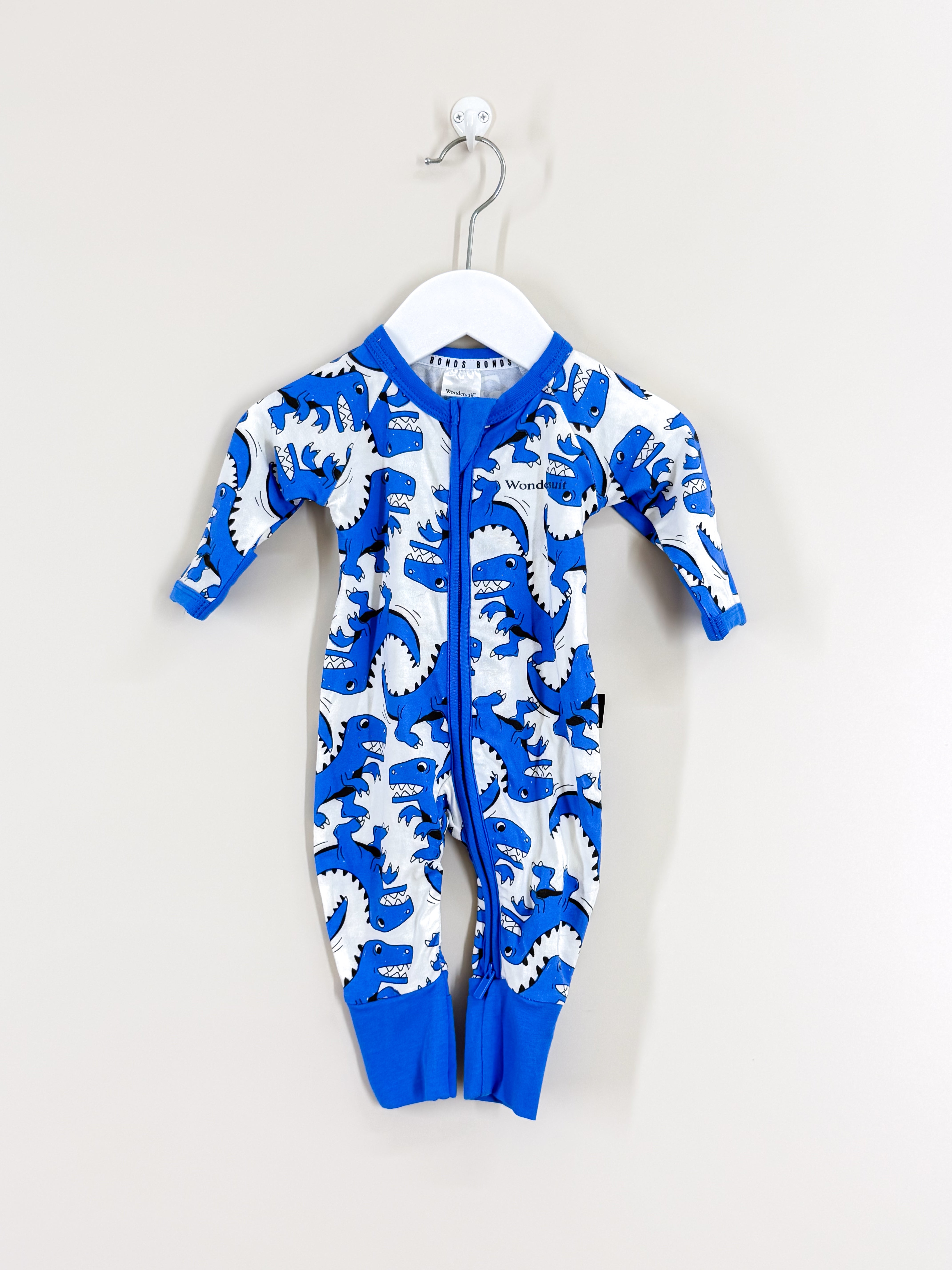 Bonds wondersuit - blue dino (12-18m)