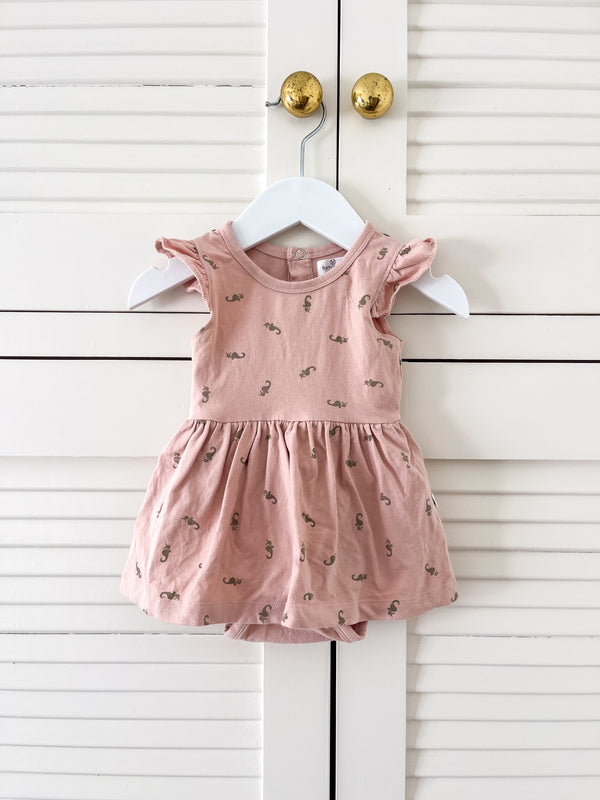 Burrow & Be organic seahorse bodysuit dress (3-6m)