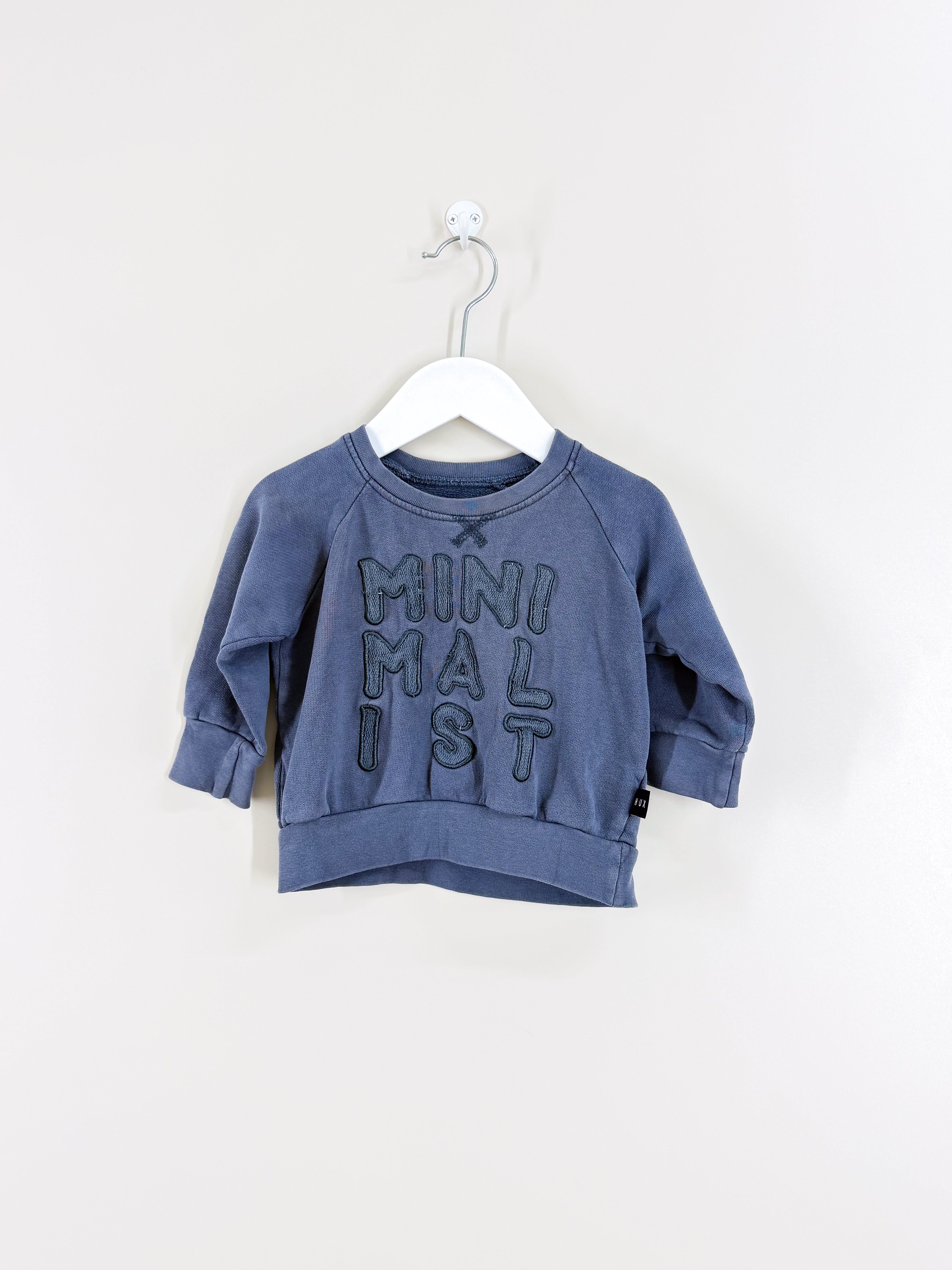 Hux organic minimalist crew sweatshirt (6-12m)