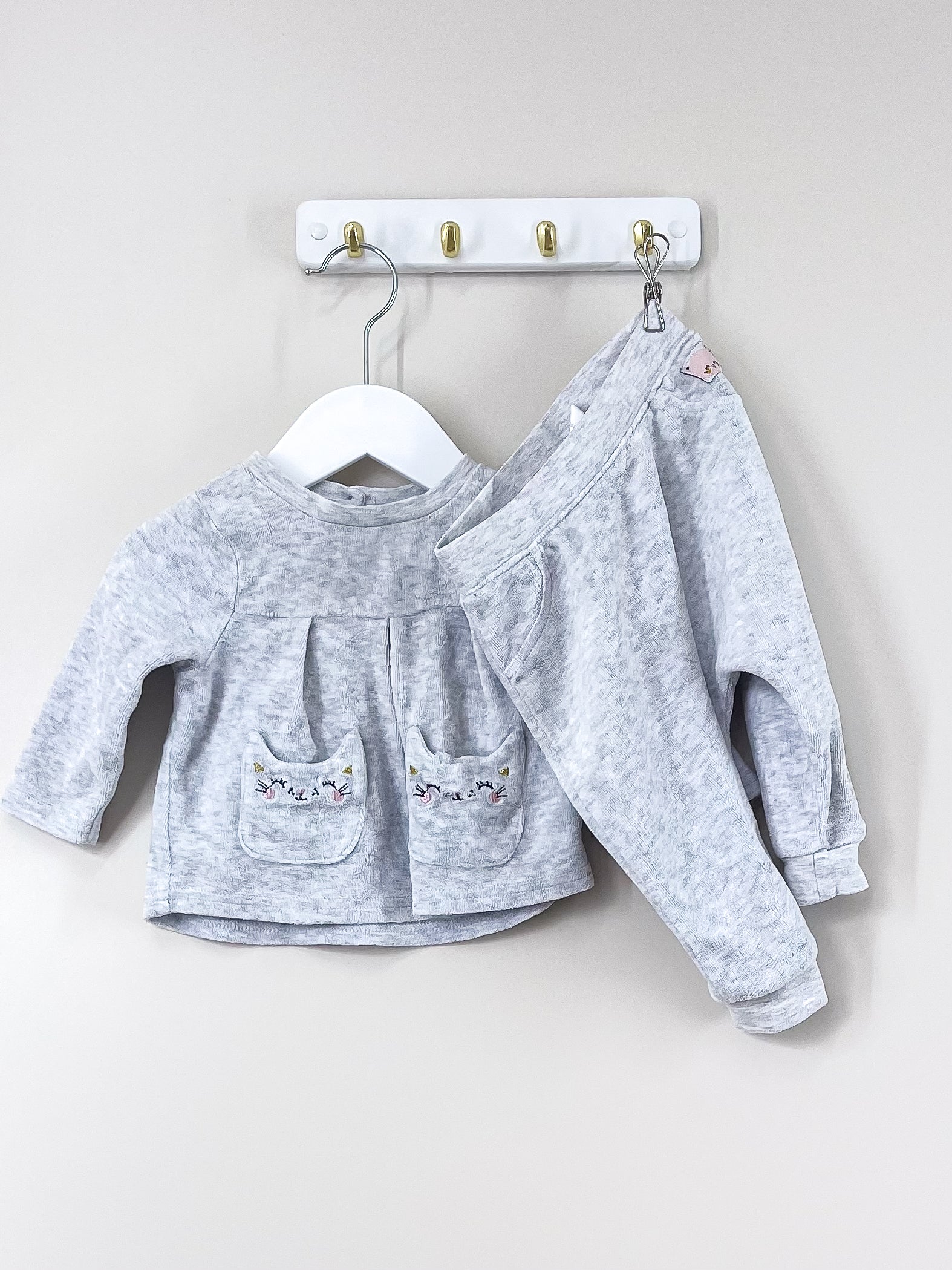 Teeny Weeny kitty velour set (3-6m)