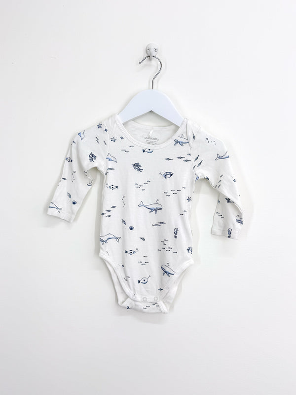 Purebaby organic bodysuit - ocean (6-12m)