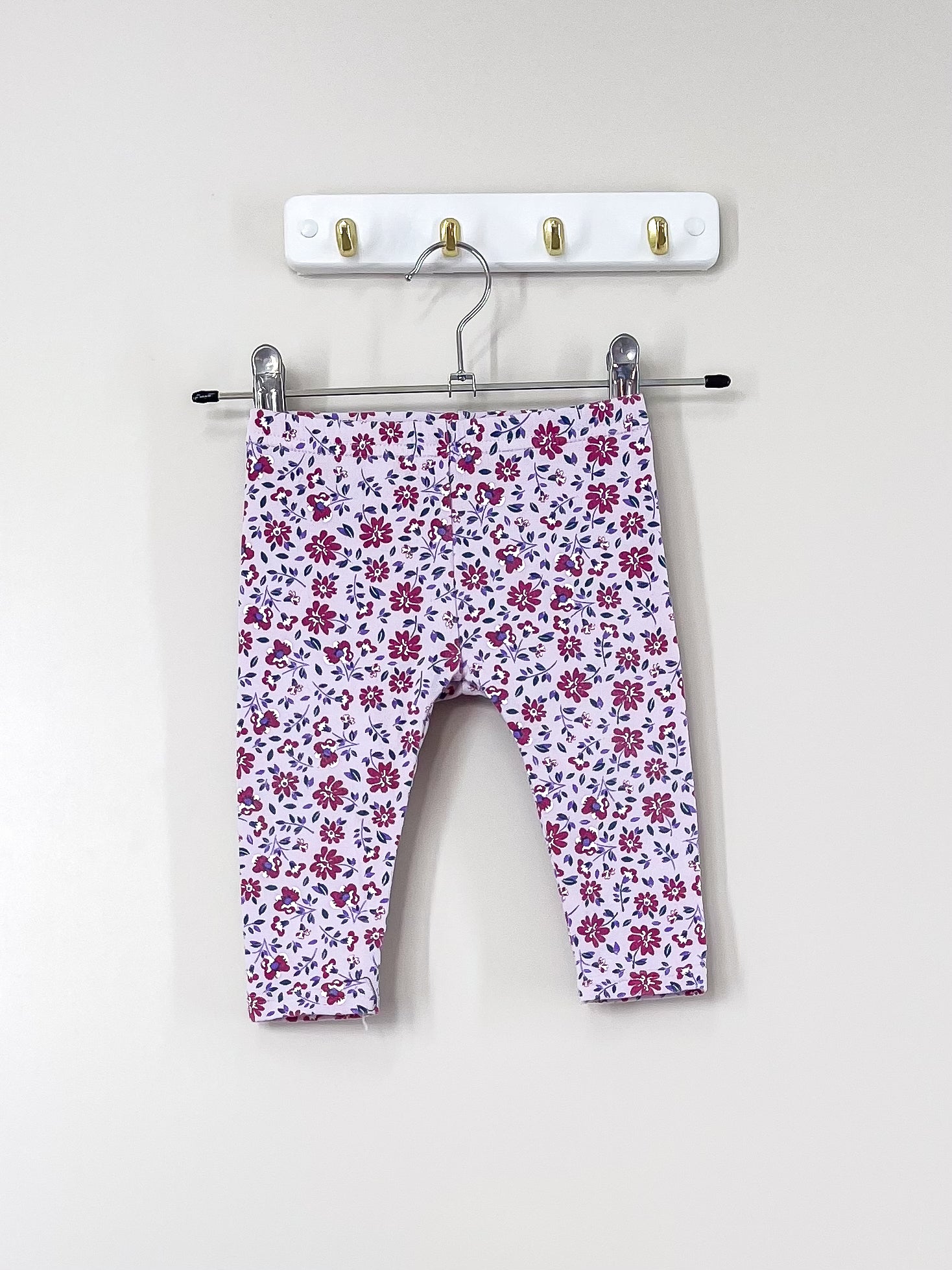 Teeny Weeny fleece leggings - lilac floral (6-12m)