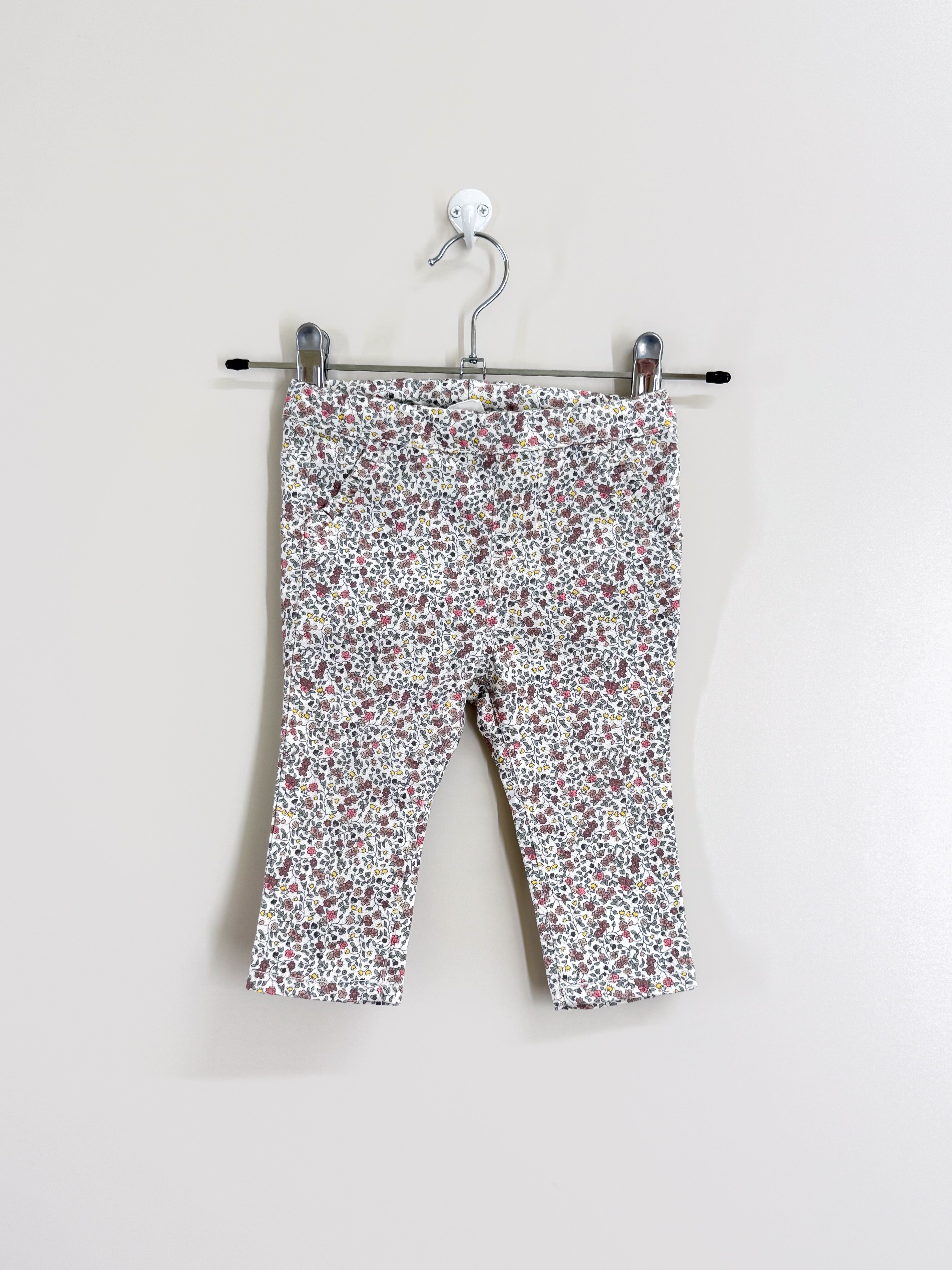 H&M floral pull up denim jeggings (3-6m)