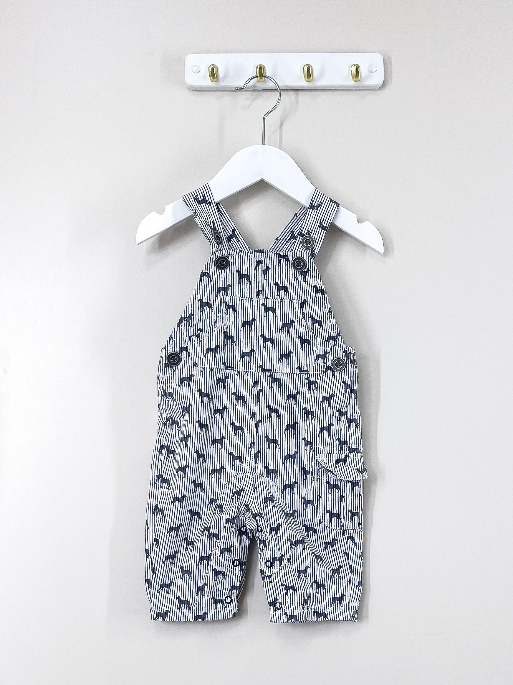 Teeny Weeny striped dog overalls (3-6m)