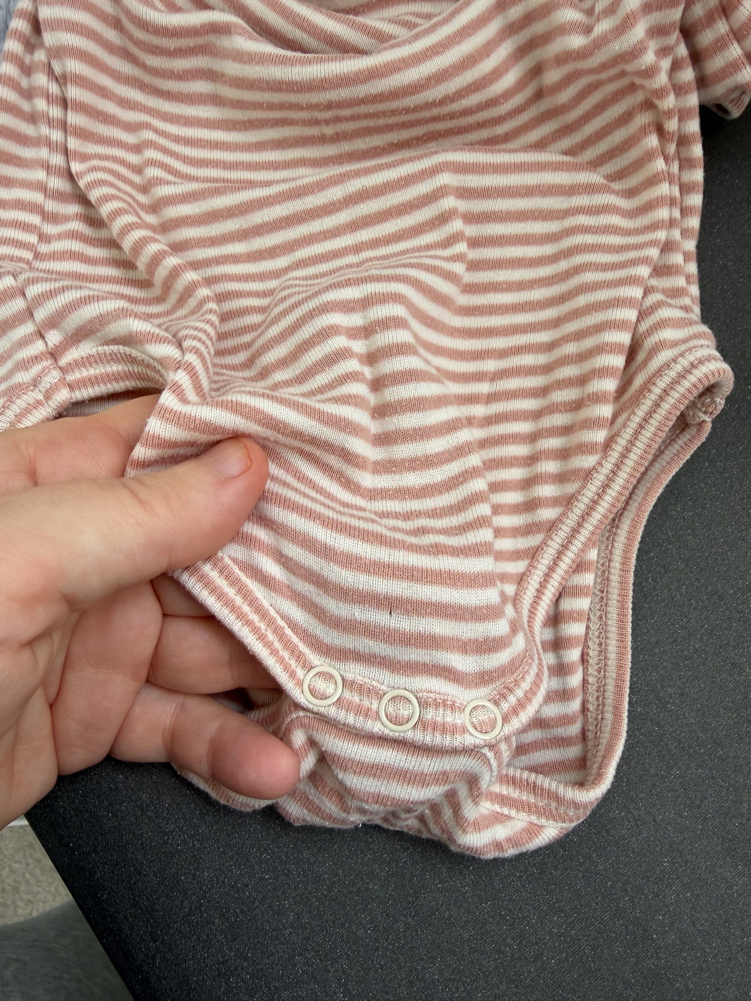 Nature Baby organic bodysuit - pink stripe (1y)