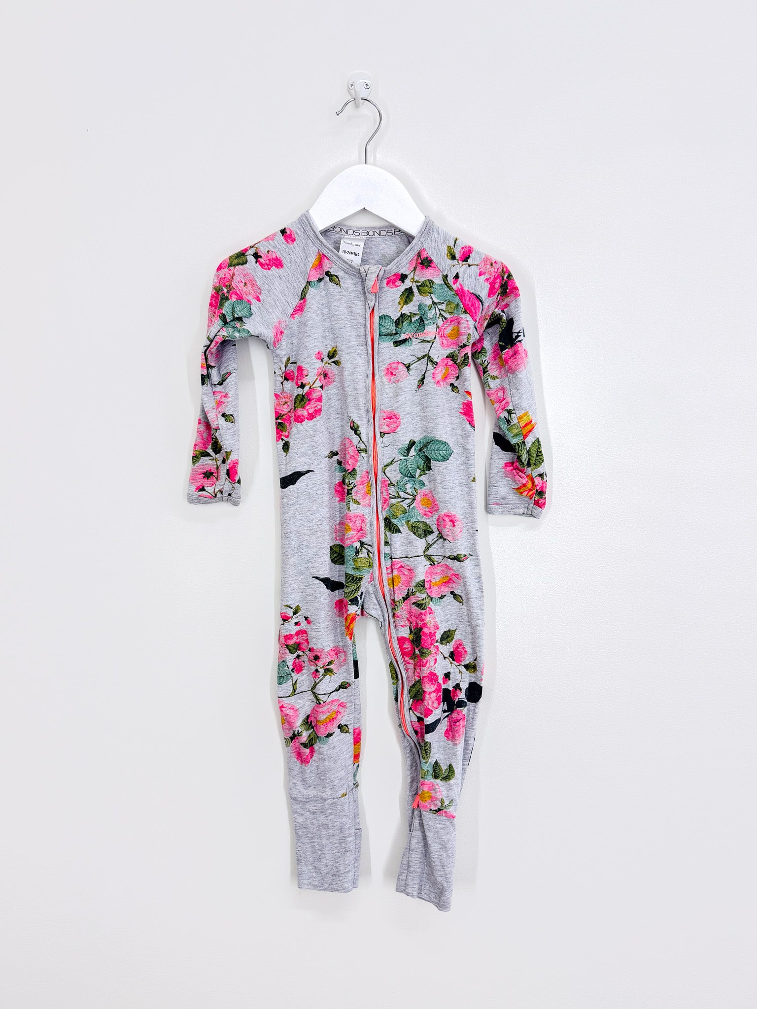 Bonds wondersuit - grey floral (18-24m)