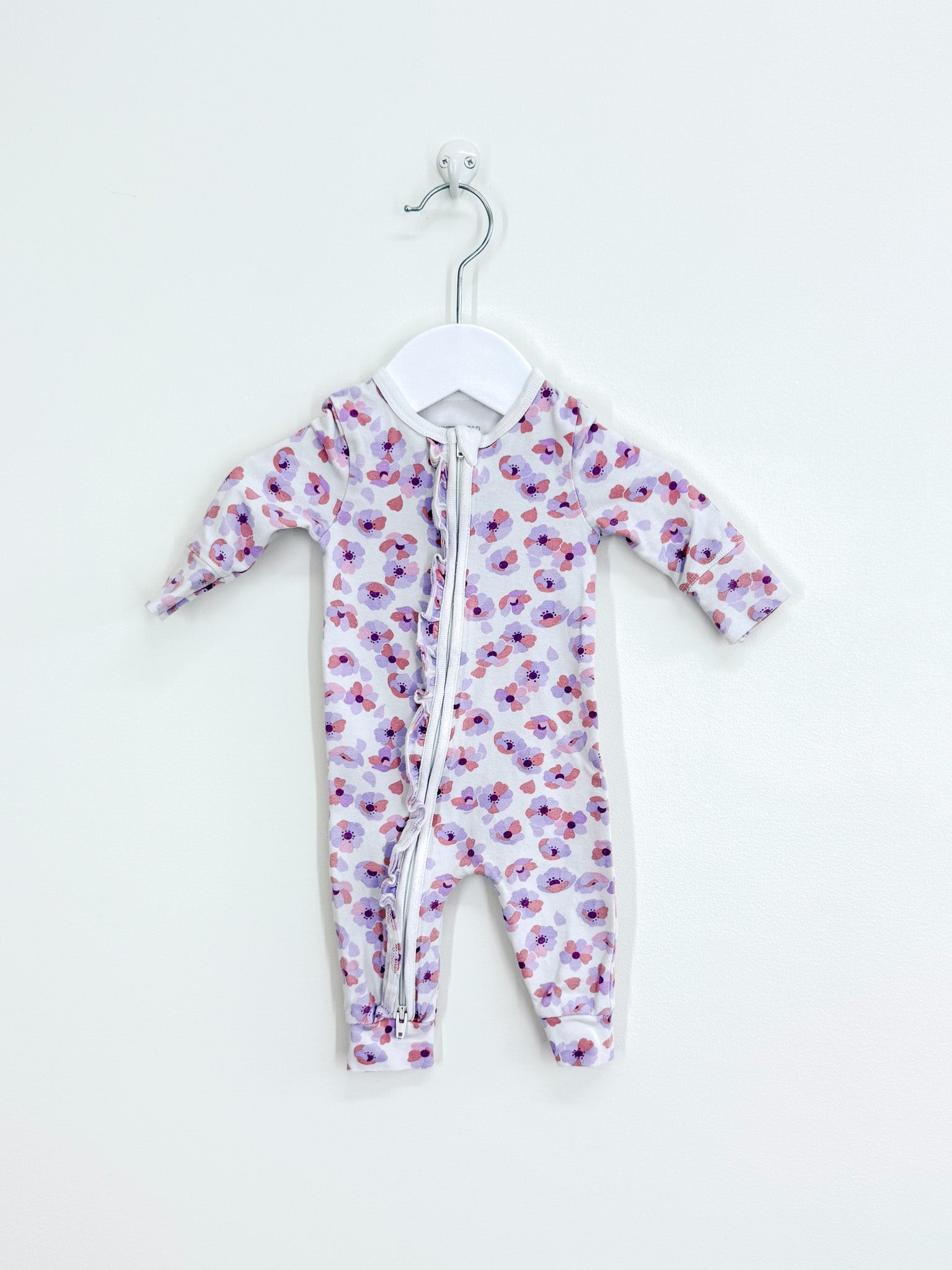 Country Road organic floral ruffle zipsuit (newborn)