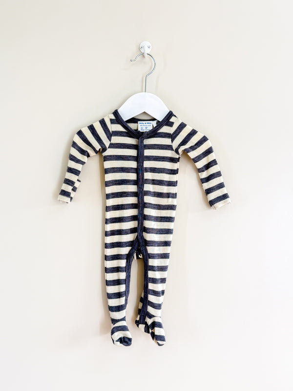 Milly & Milo merino onesie - grey stripe (0-3m)