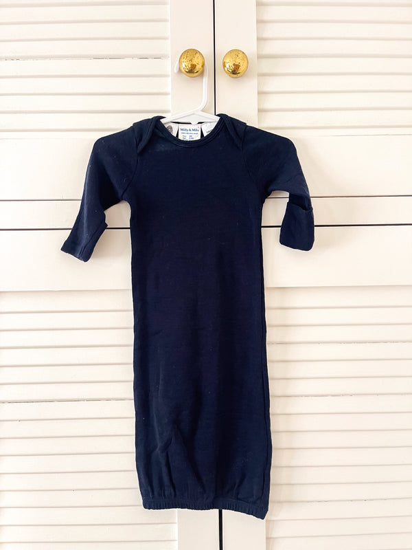 Milly & Milo merino sleep gown - navy (newborn)
