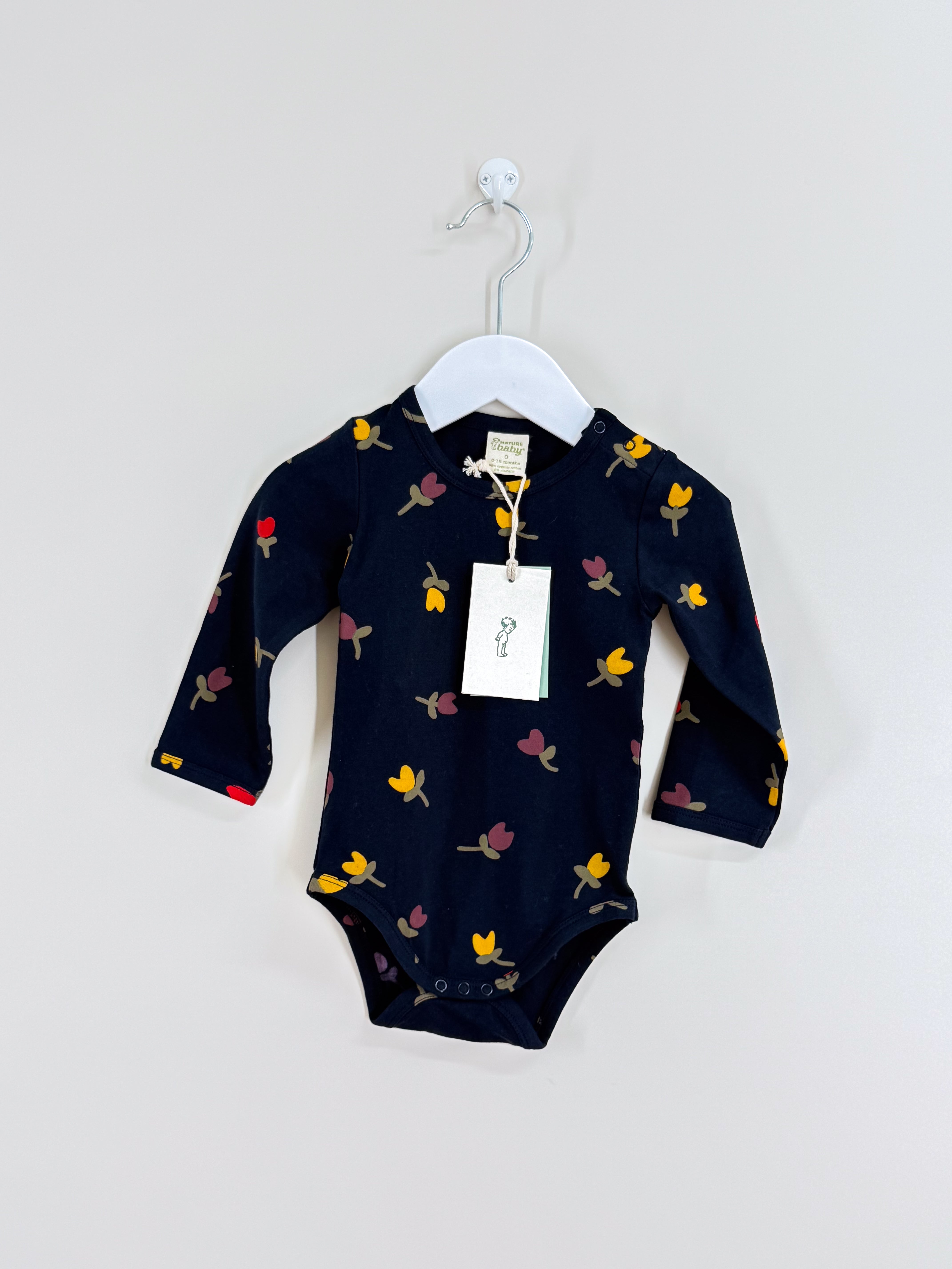 BNWT Nature Baby organic bodysuit - navy tulip (6-12m)