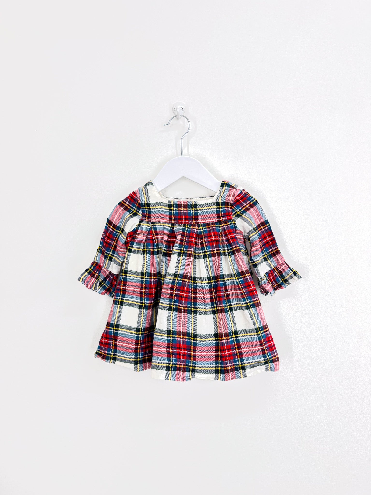 Gap long sleeve plaid dress (6-12m)