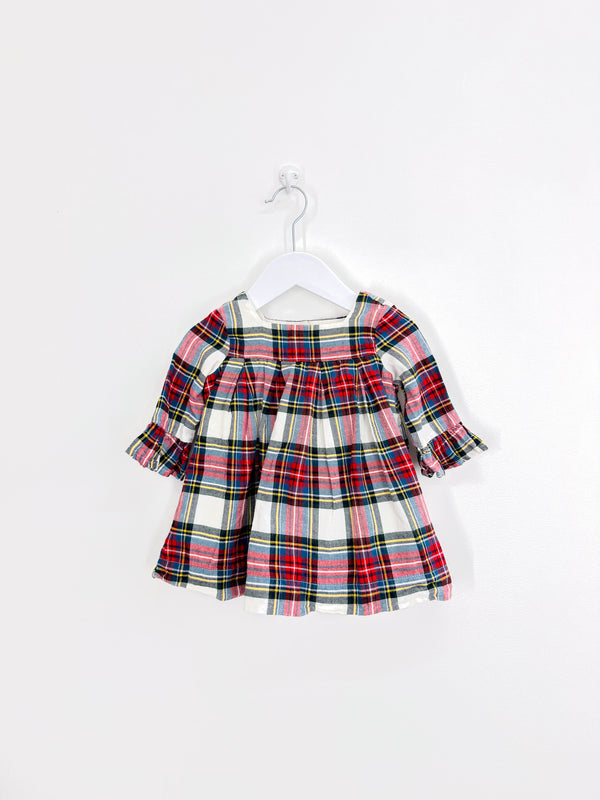 Gap long sleeve plaid dress (6-12m)