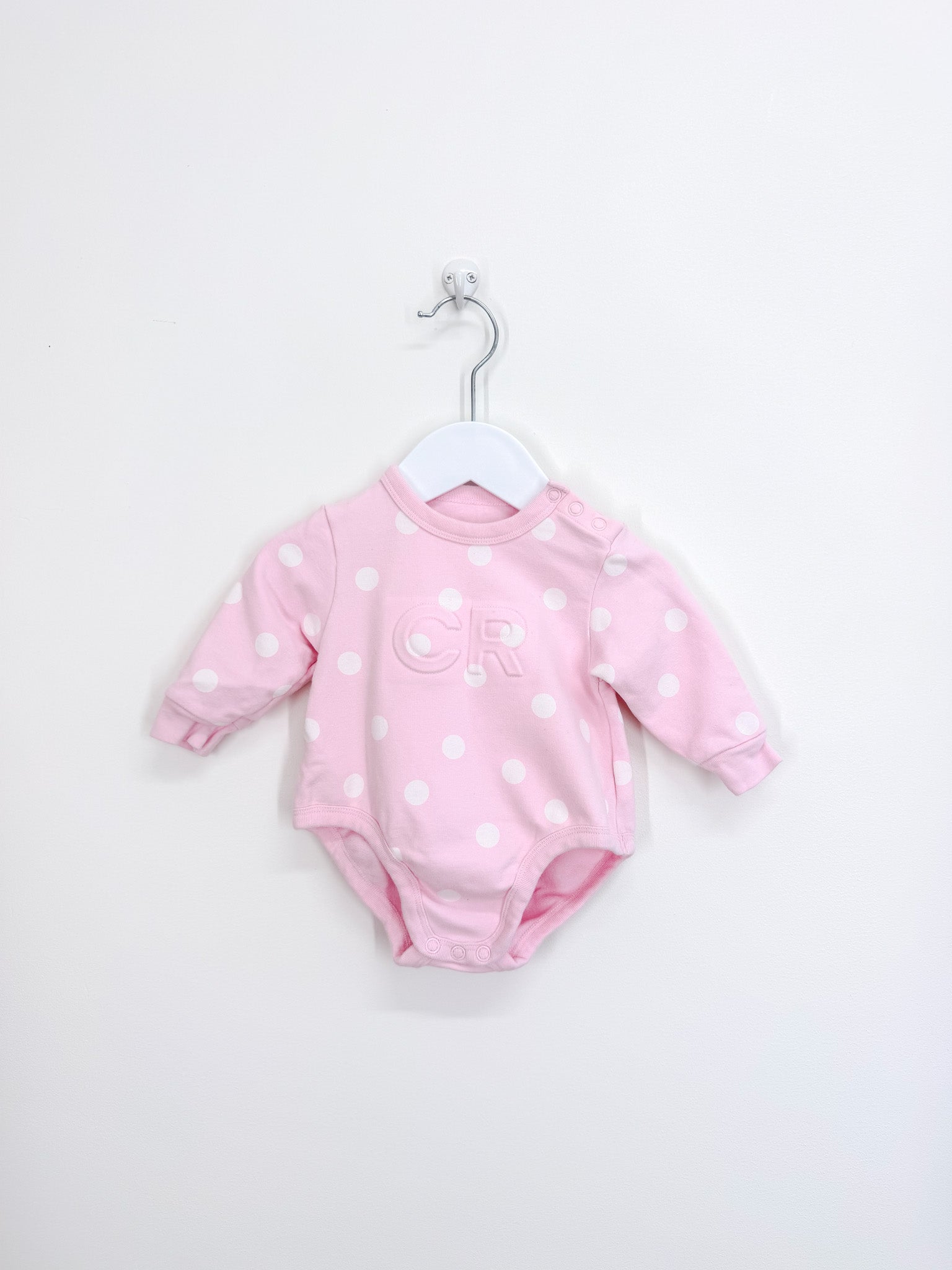 Country Road organic logo bodysuit - pink spot (0-3m)